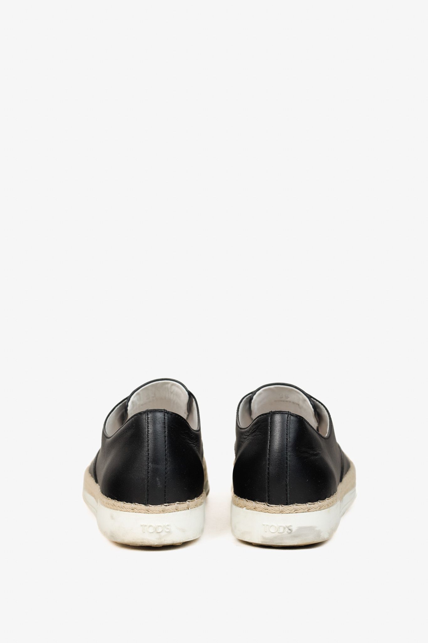 Tod's Tod's Francesina Leather Raffia-Detailed Slip-On Sneakers Size US 6 / IT 36 - 3 Thumbnail