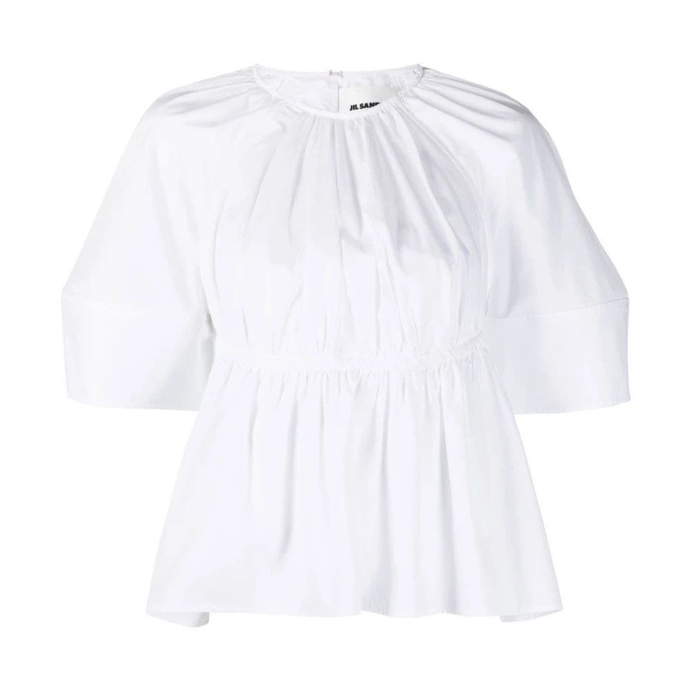 Jil Sander o1y1025 Short Sleeves Blouse in White Size S / US 4 / IT 40 - 1 Thumbnail