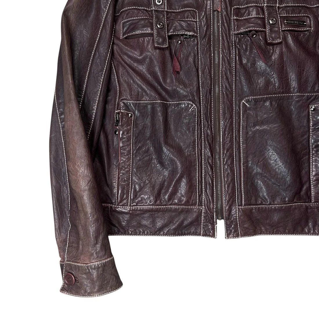 Dirk Bikkembergs Dirk Bikkembergs Contrast Stitch Sheep Leather Jacket Size US XL / EU 56 / 4 - 4 Thumbnail