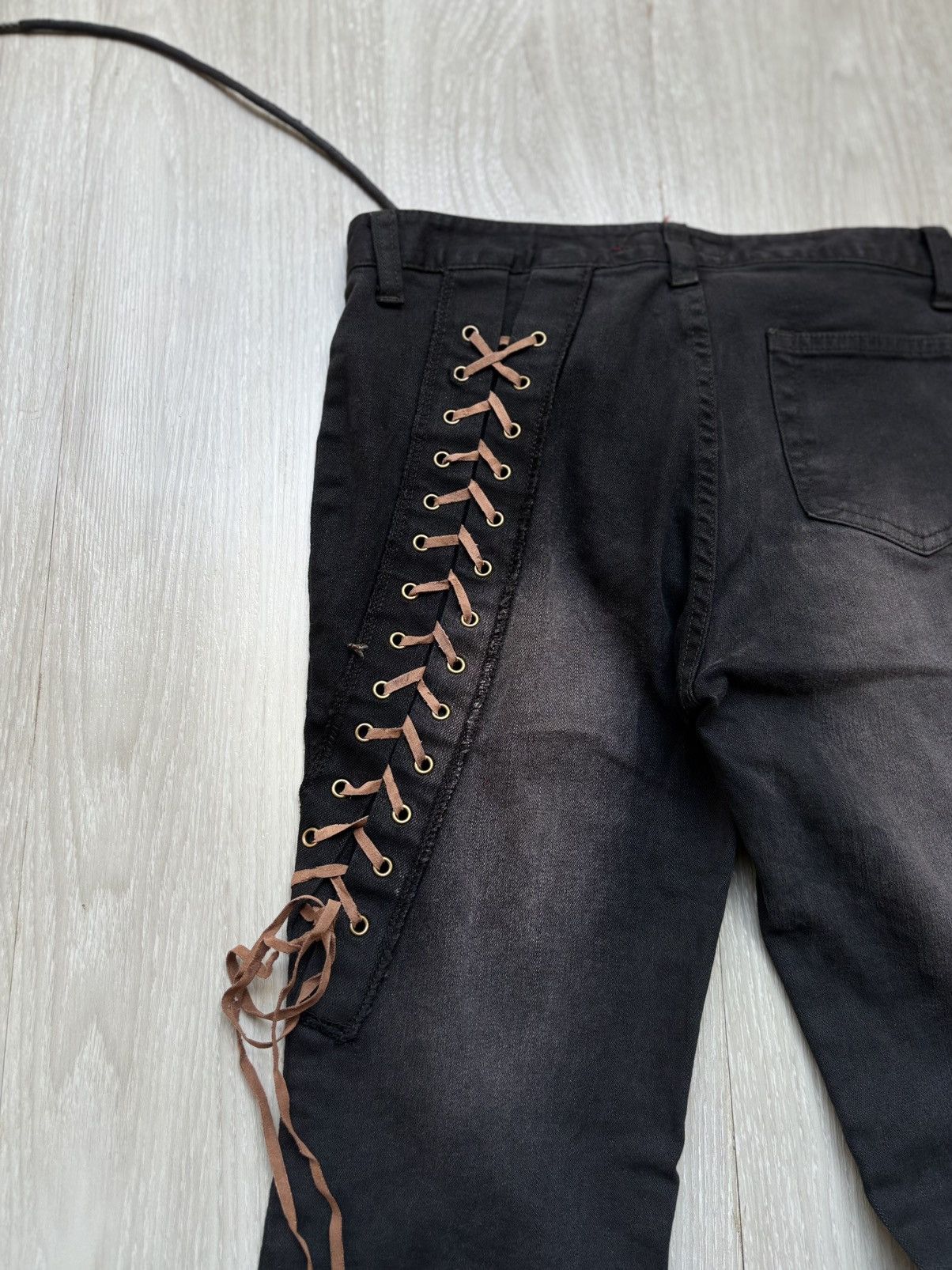 Japanese Brand Vertgarments lace-up flare jeans Size US 26 / EU 42 - 6 Thumbnail