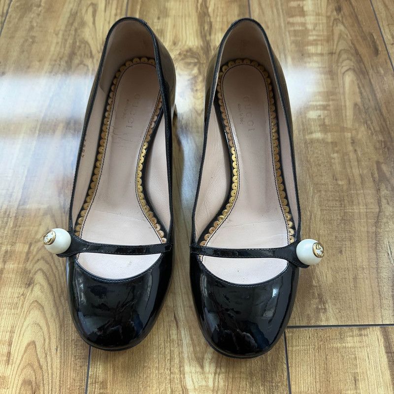 Gucci Gucci Black Pearl High Heel Shoes Size US 5.5 / IT 35.5 - 2 Thumbnail