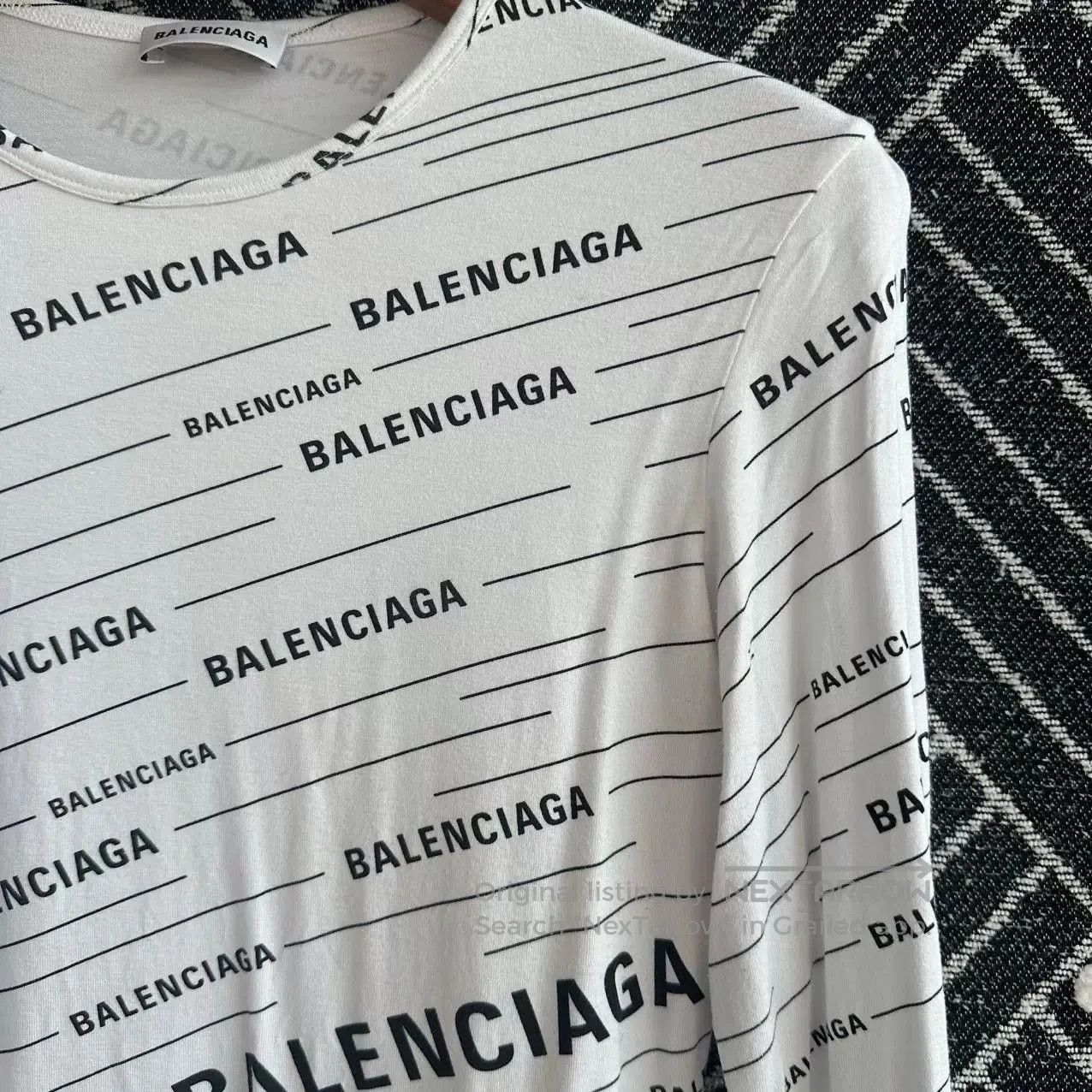 Balenciaga Balenciaga White All-Over Print Long-Sleeve T-Shirt. Size US M / EU 48-50 / 2 - 4 Thumbnail