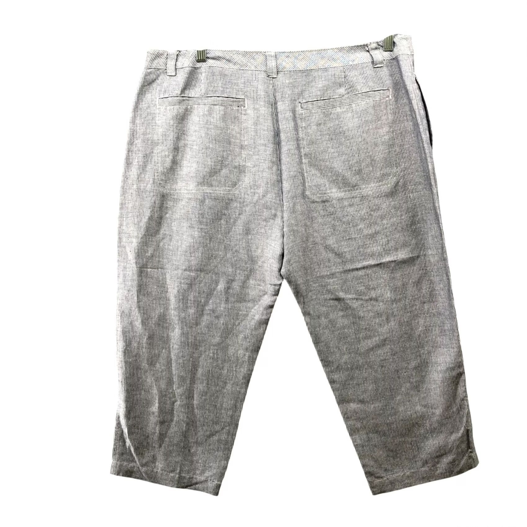 Coldwater Creek Coldwater Creek Womens Size 16 Capri Pants Blue White Stripe Coastal Linen Blend Casual Size 38" / US 16 / IT 52 - 2 Thumbnail