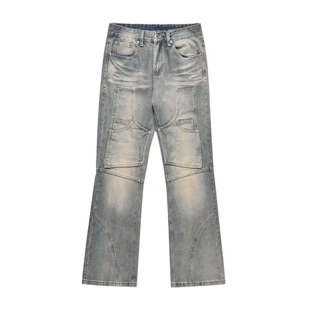 Image of Vintage Y2K Men Pockets Stitching Jeans in Washed Blue (Size 31)