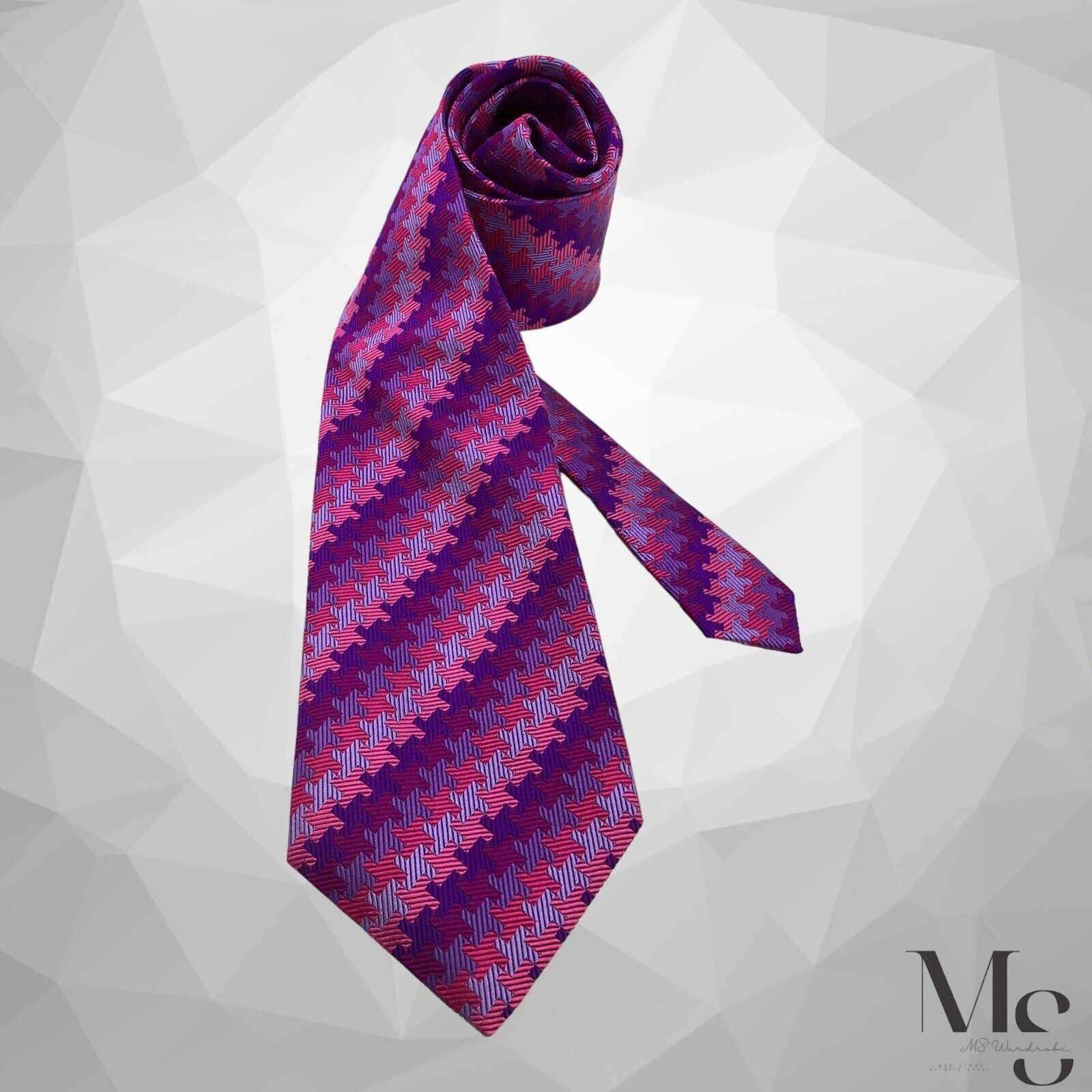 Turnbull & Asser TURNBULL & ASSER Purple Puppytooth Silk Tie Made In England Size ONE SIZE - 1 Thumbnail