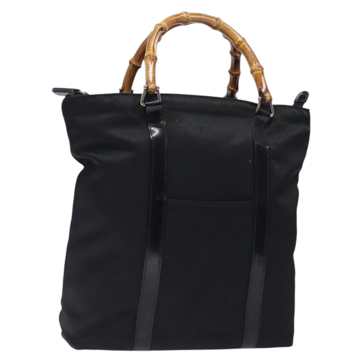 Gucci GUCCI Bamboo Tote Bag Nylon Black Silver 000 1998 000 1998 Size ONE SIZE - 1 Thumbnail