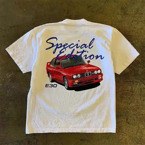 VIBE Kurumi x Yuki White casual retro car print cotton t-shirt Size US M / EU 48-50 / 2 - 5 Thumbnail