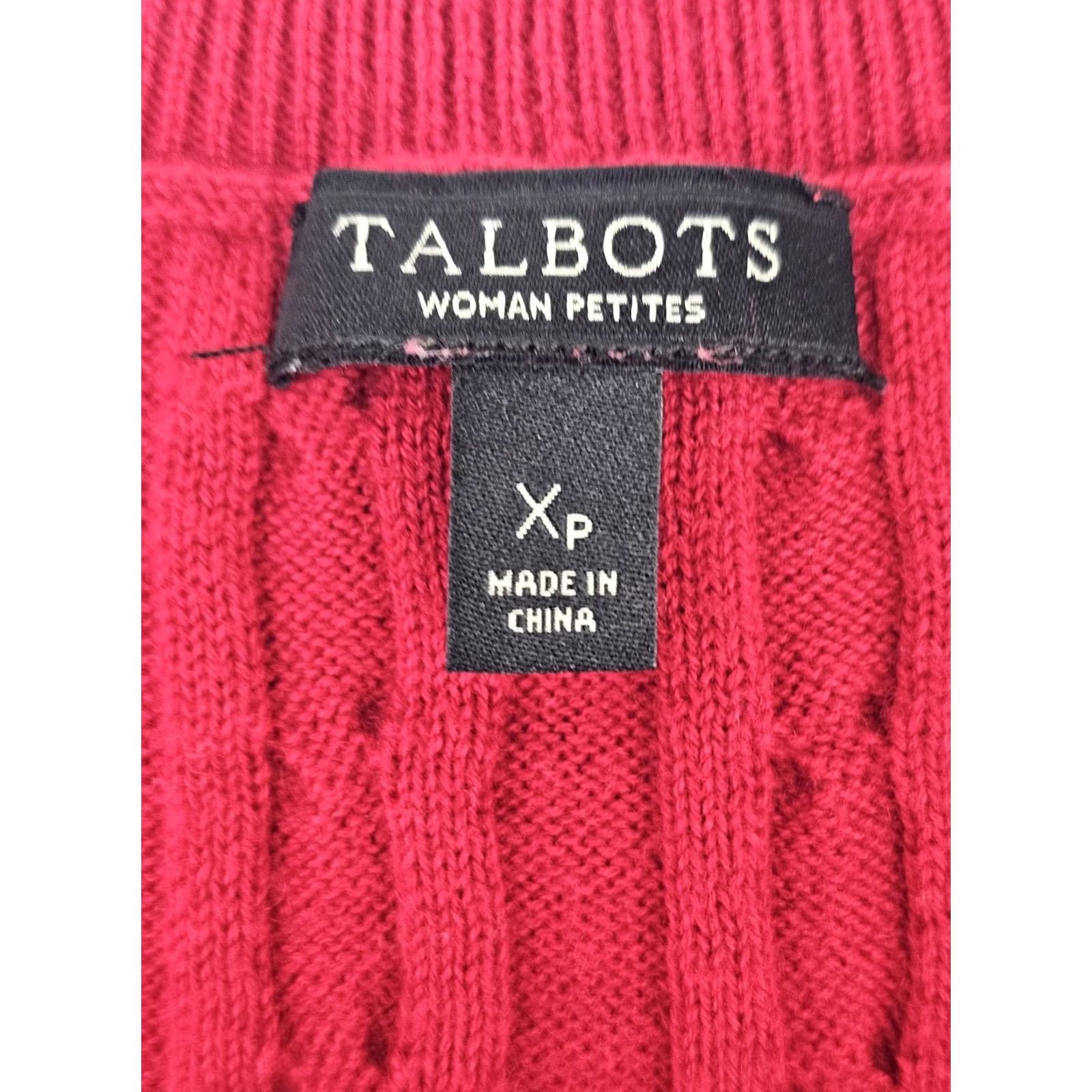 Talbots Talbots Cable Knit Wool Blend Pullover Sweater Women XP (XS Petite) Red EUC Crew Neck Long Sleeve Knits Knots 90s? Size XS / US 0-2 / IT 36-38 - 2 Thumbnail