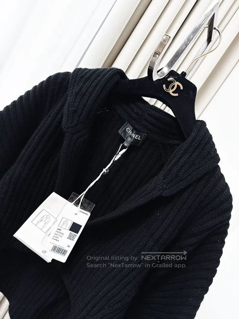 Chanel Chanel 20k black pit strip one-button knitted curved hem c Size XS / US 0-2 / IT 36-38 - 2 Thumbnail