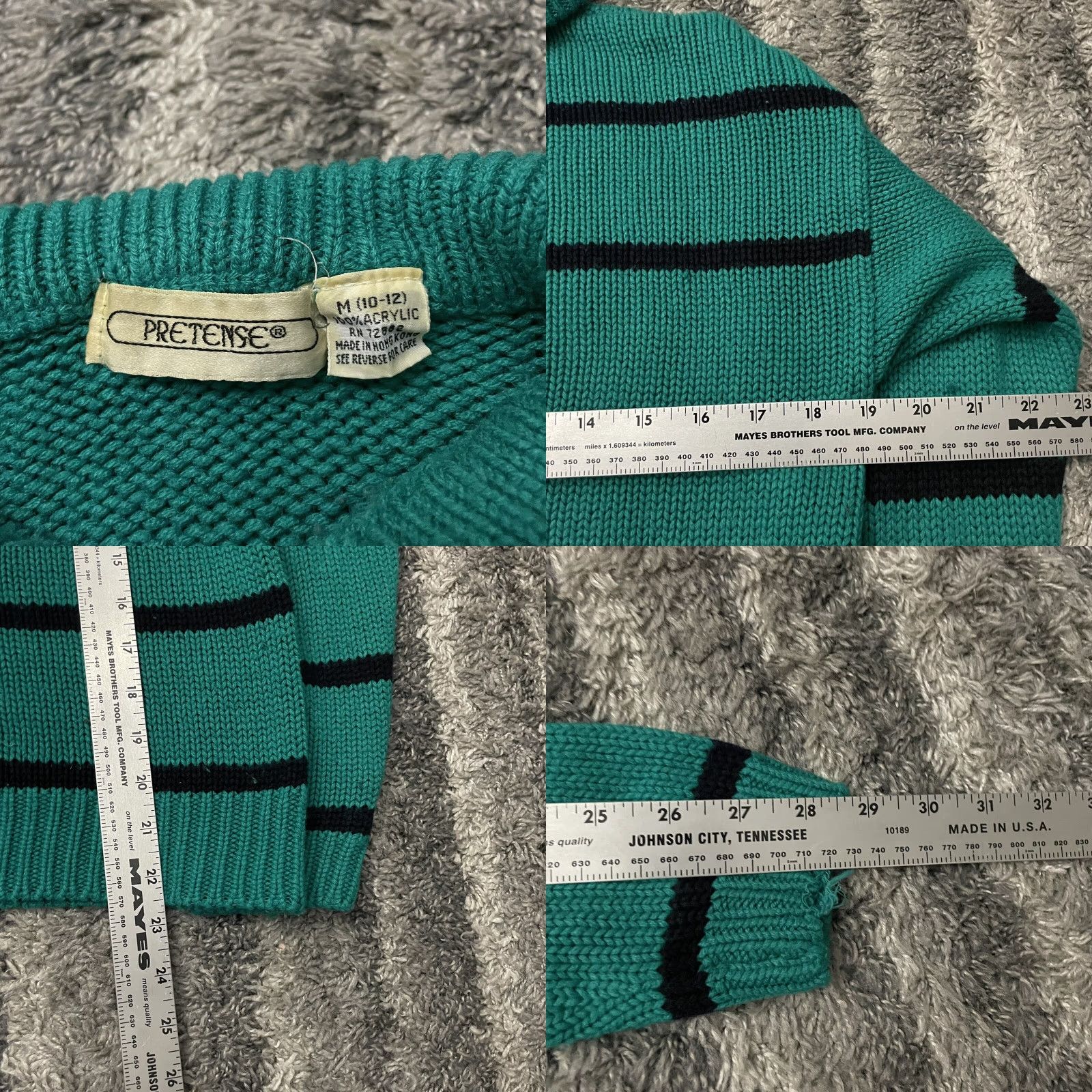 Vintage VINTAGE Pretense Womens Sweater Collared Striped Green Acrylic Size Medium Pullover Knits Winter Fall Women Size M / US 6-8 / IT 42-44 - 8 Thumbnail
