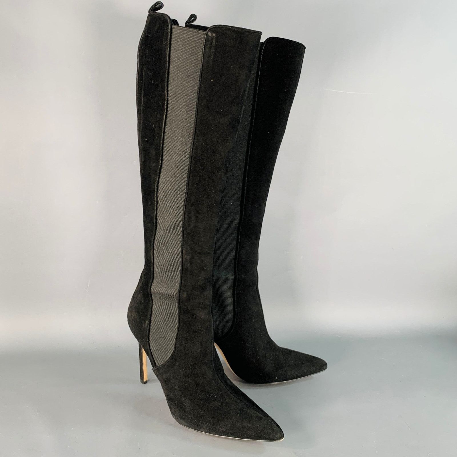 Manolo Blahnik Black Suede Pull On Pointed Toe Stiletto Boots Size US 8.5 / IT 38.5 - 1 Thumbnail