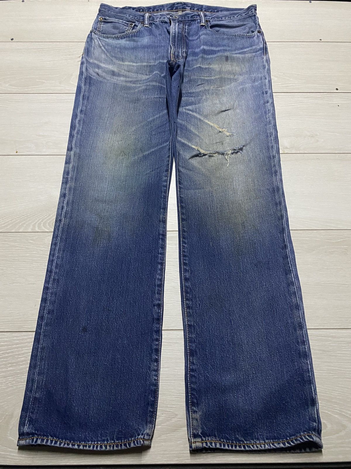 Vintage Levis 502 Faded Wash Distressed Slim Fit Jeans