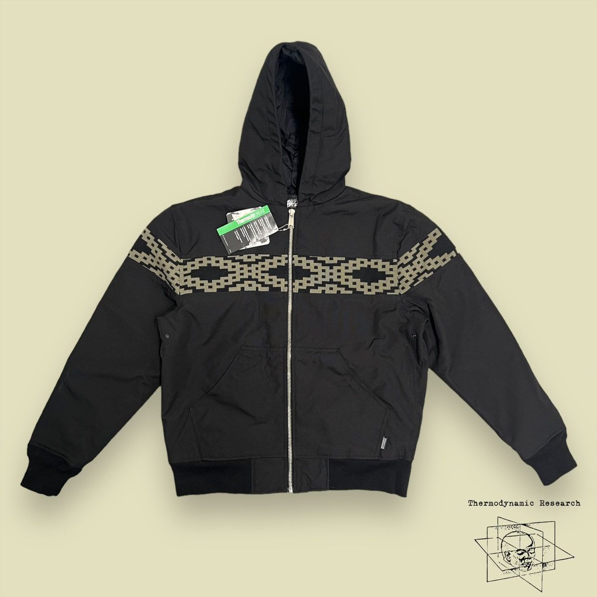 image of Stussy Aztec Hooded Work Jacket in Black, Men's (Size Small)