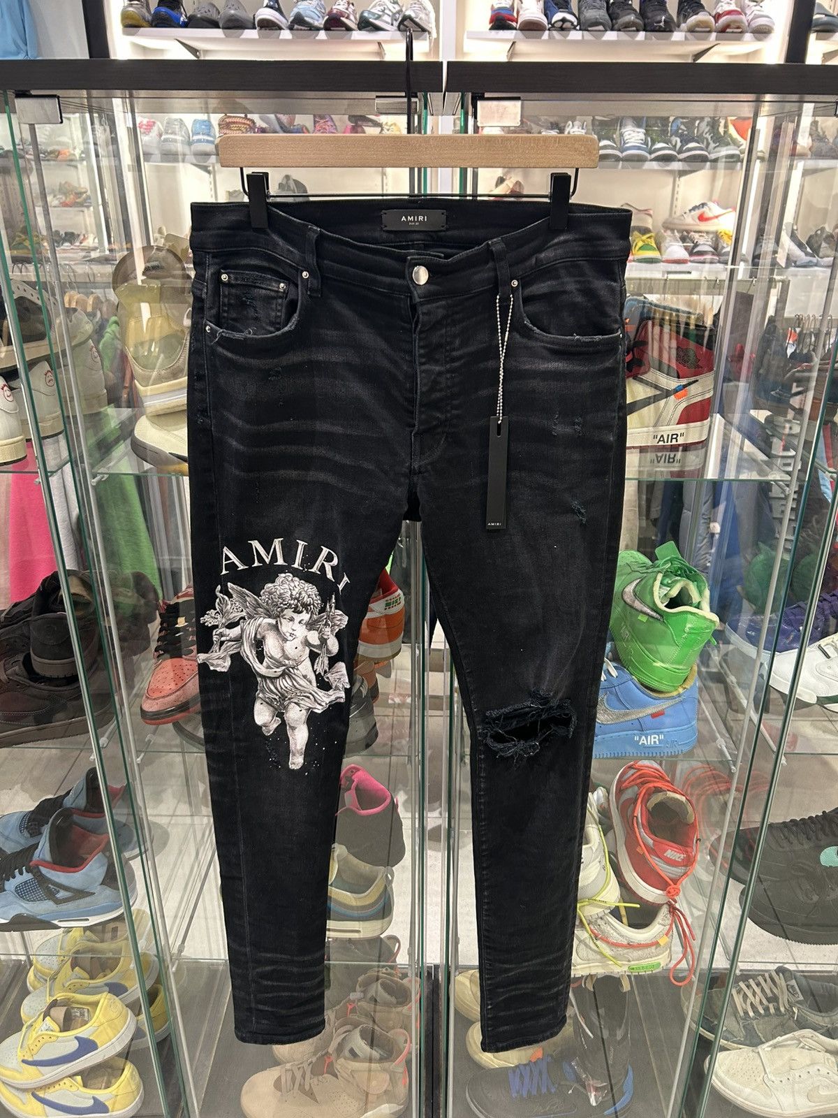 Amiri cherub angel patch jeans