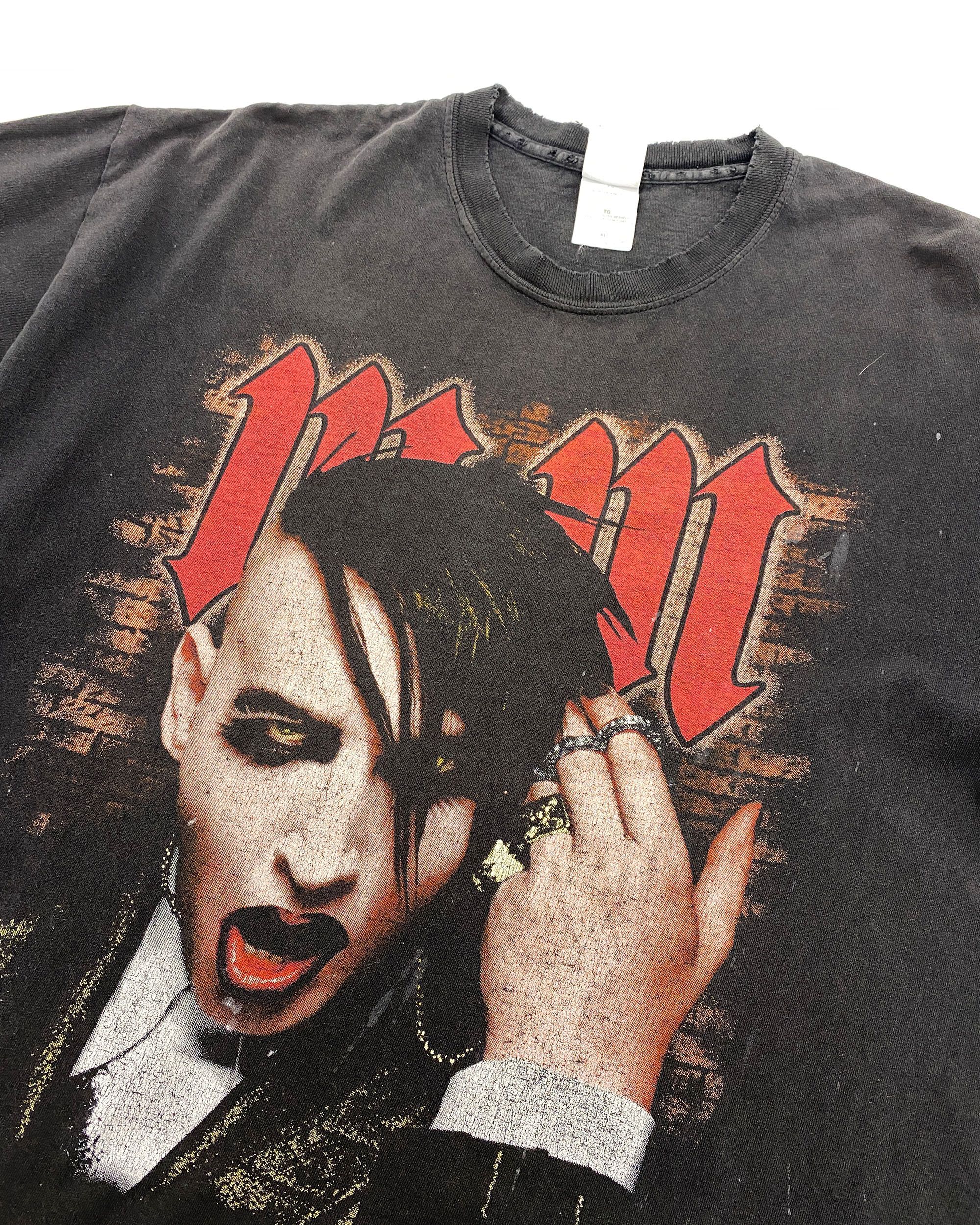 Vintage Marilyn Manson 2000s Trashed Band T-Shirt Size US XL / EU 56 / 4 - 3 Thumbnail