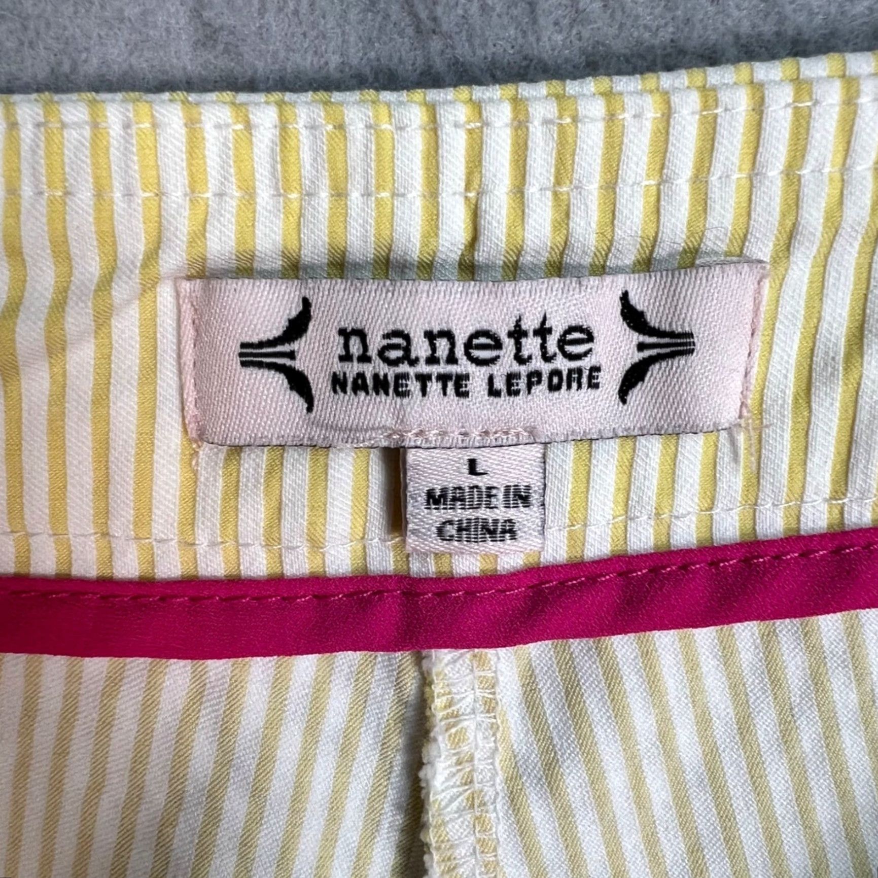 Nanette Lepore Nanette Lepore Pants Womens Size Large Yellow & White Striped Stretch Cropped Size 36" / US 14 / IT 50 - 3 Thumbnail