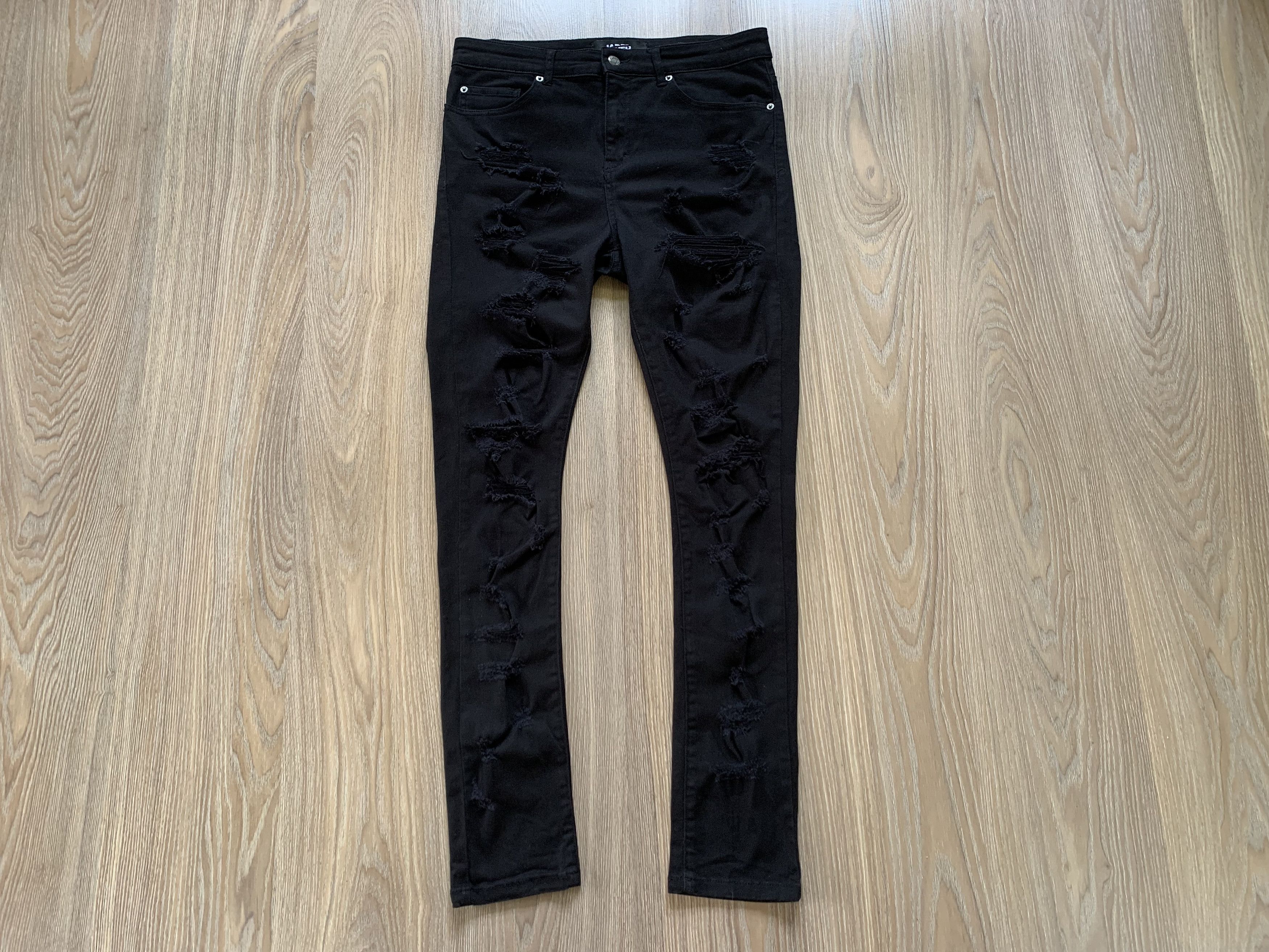 Jaded London Jaded London Super Skinny Fit Distressed Black Jeans Size US 34 / EU 50 - 2 Thumbnail