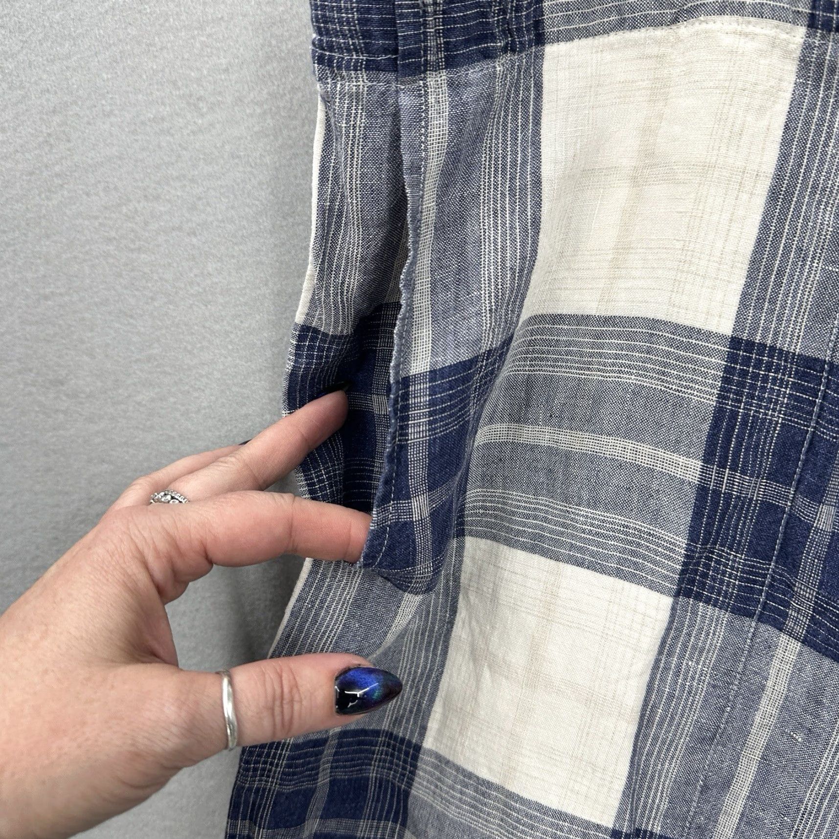 eskandar Eskandar Linen Wide Leg Pants Women L Plaid Lagenlook Quiet Cottagecore READ Shirt Wide-Leg Pants Women L Blue Plaid 90s Cottagecore Bohemian Pockets Size 36" / US 14 / IT 50 - 7 Thumbnail