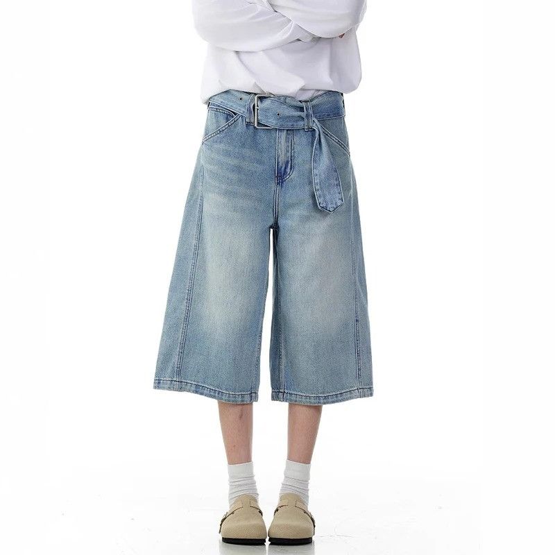 Jean Washed Blue Jorts Men Loose Fit High Street Style Size US 34 / EU 50 - 2 Thumbnail