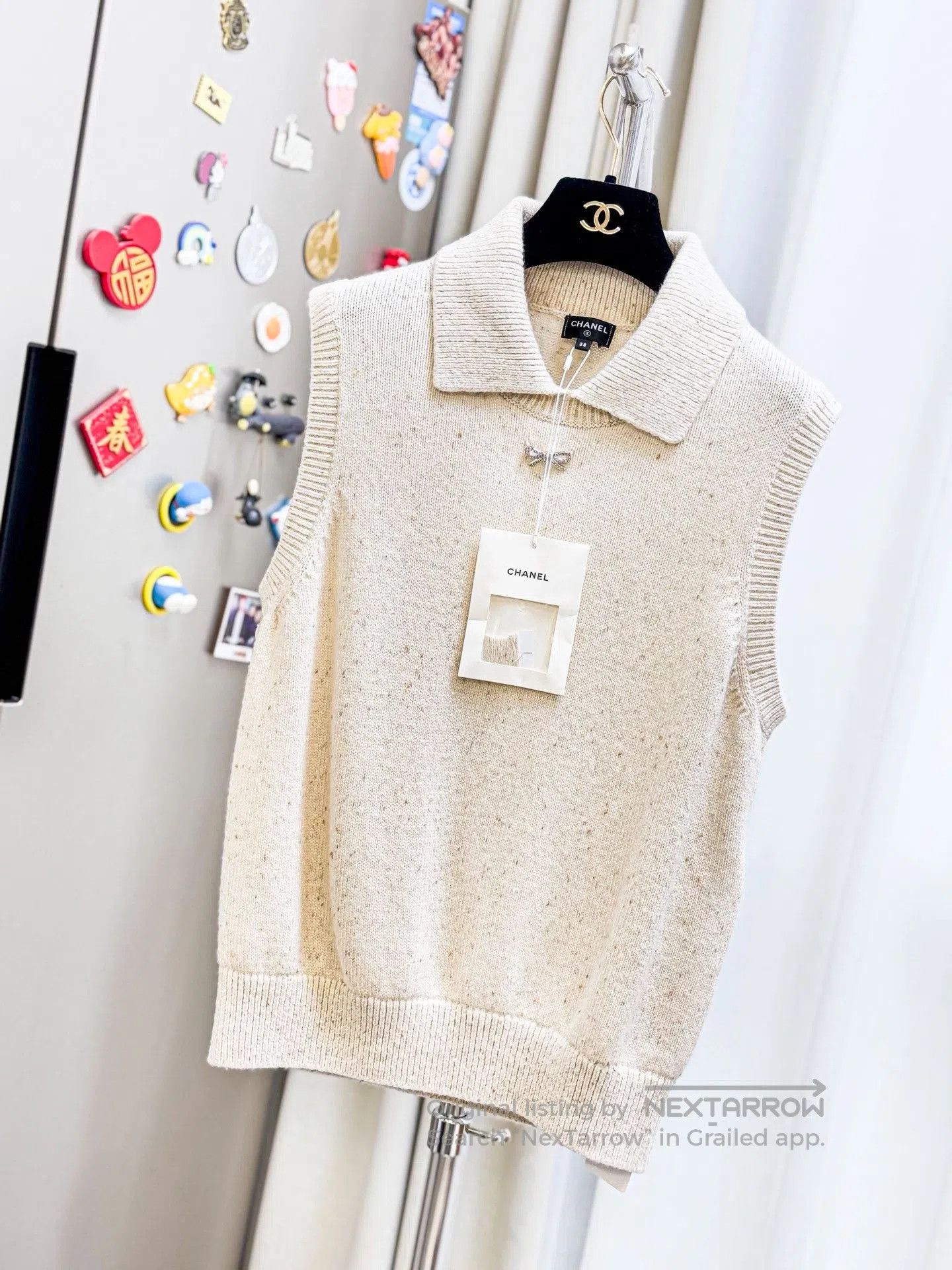Chanel Chanel Oatmeal Bow Lapel Knit Vest. Size S / US 4 / IT 40 - 1 Thumbnail