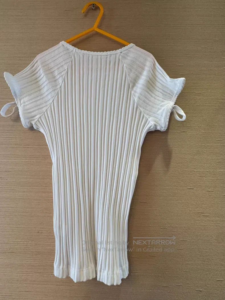 Helmut Lang Helmut Lang Short Sleeve Knit Top, Beige, With Shoulder Ti Size XS / US 0-2 / IT 36-38 - 2 Thumbnail