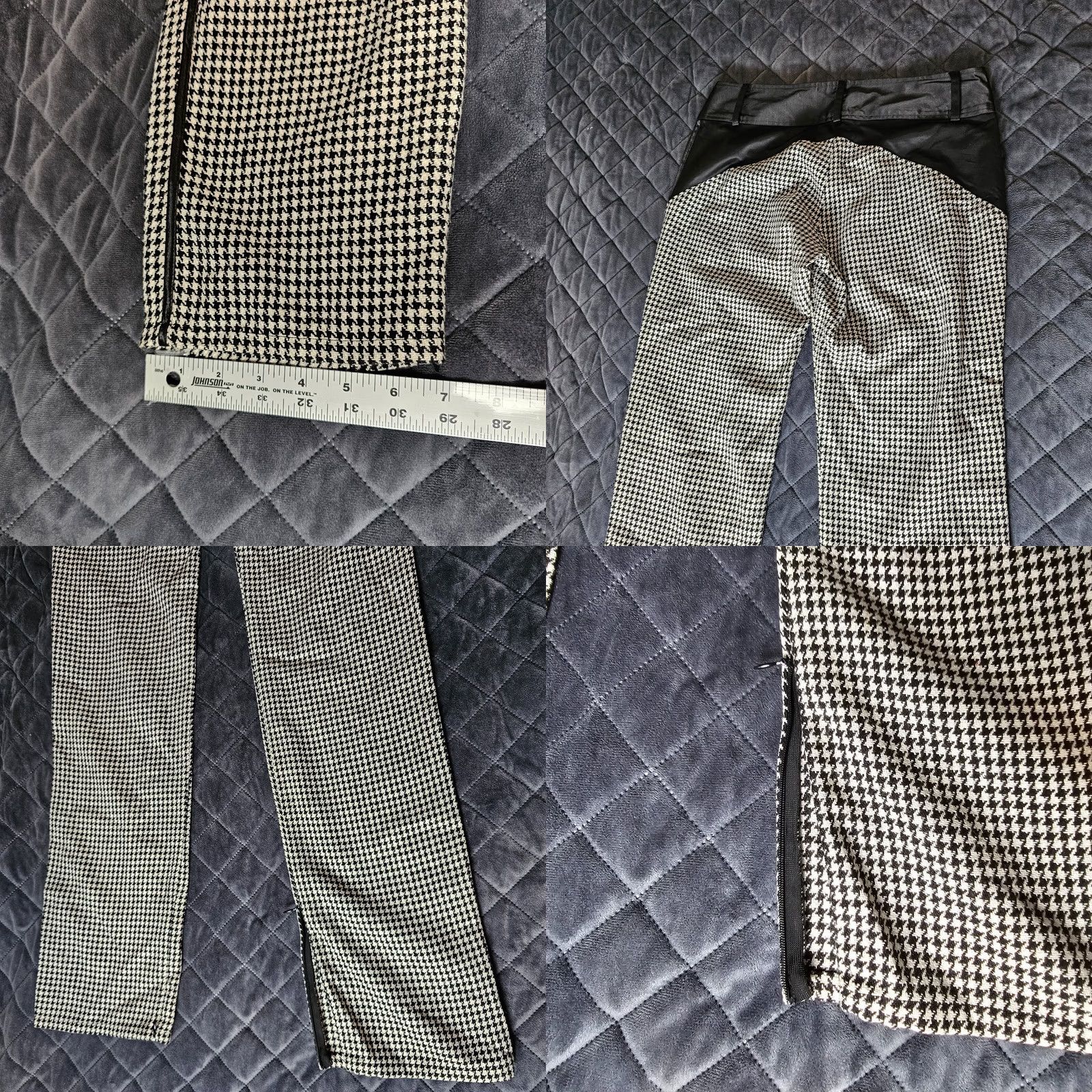 Vintage Jennifer Lopez Pants Black Zipper Leg 32" Inseam Proto Fashion Houndstooth Size 25" / US 0 / IT 36 - 8 Thumbnail