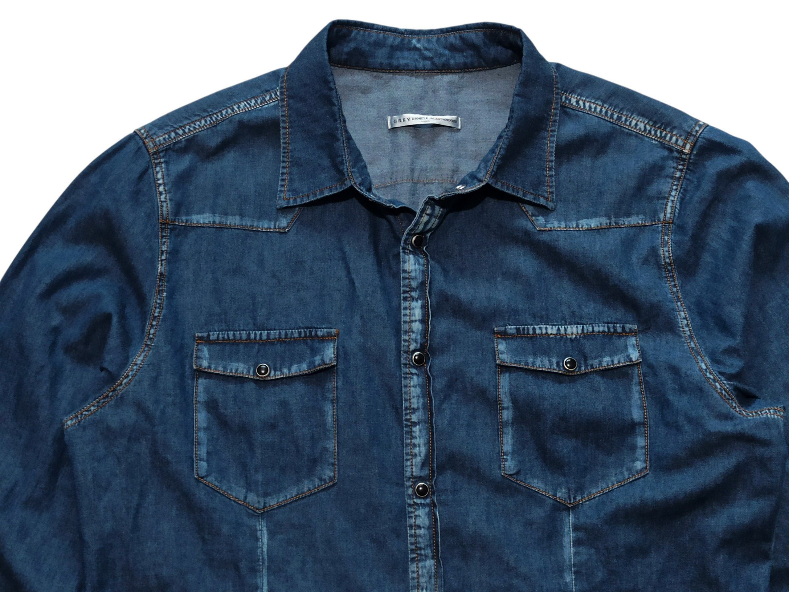 Daniele Alessandrini Daniele Alessandrini Italian Slim Fit Denim Shirt Size US M / EU 48-50 / 2 - 2 Thumbnail