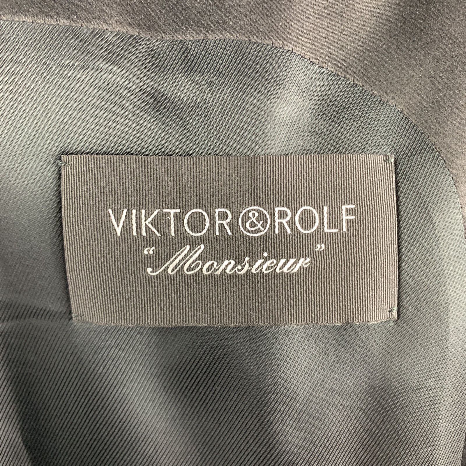 Viktor & Rolf VIKTOR & ROLF 40 Black Wool Satin Peak Lapel Tuxedo Jacket Size 40R - 9 Thumbnail