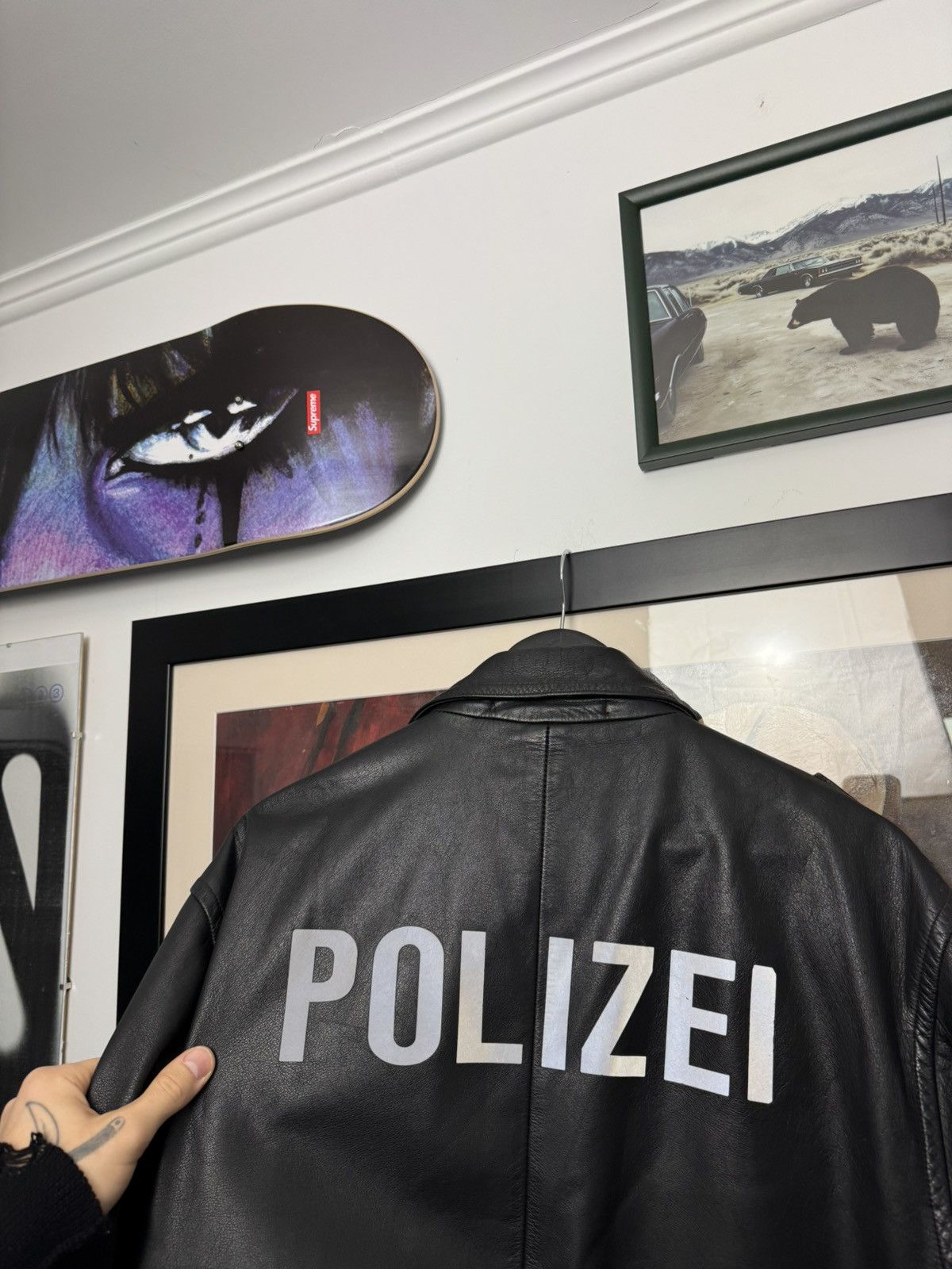 Vintage Polizei Vintage OG German Leather Boxy Black Zip Jacket Rare Size US XL / EU 56 / 4 - 4 Thumbnail