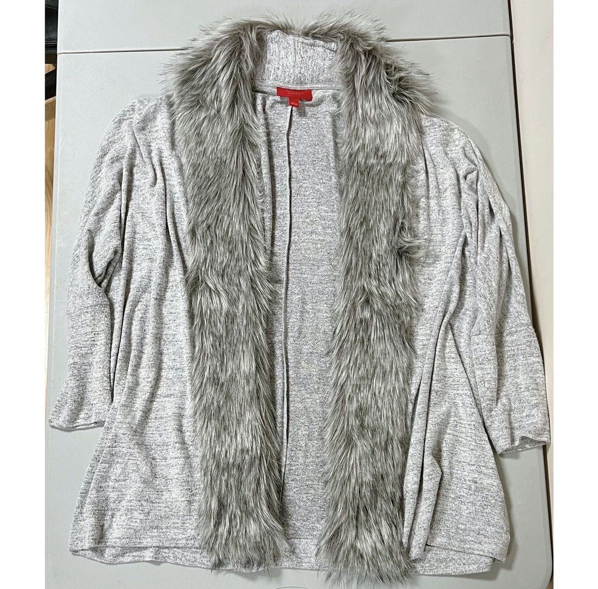 Jennifer Lopez Gray Knit Fur Sweater Cardigan Top Blouse Outerwear Size L 🩶 Size L / US 10 / IT 46 - 1 Thumbnail