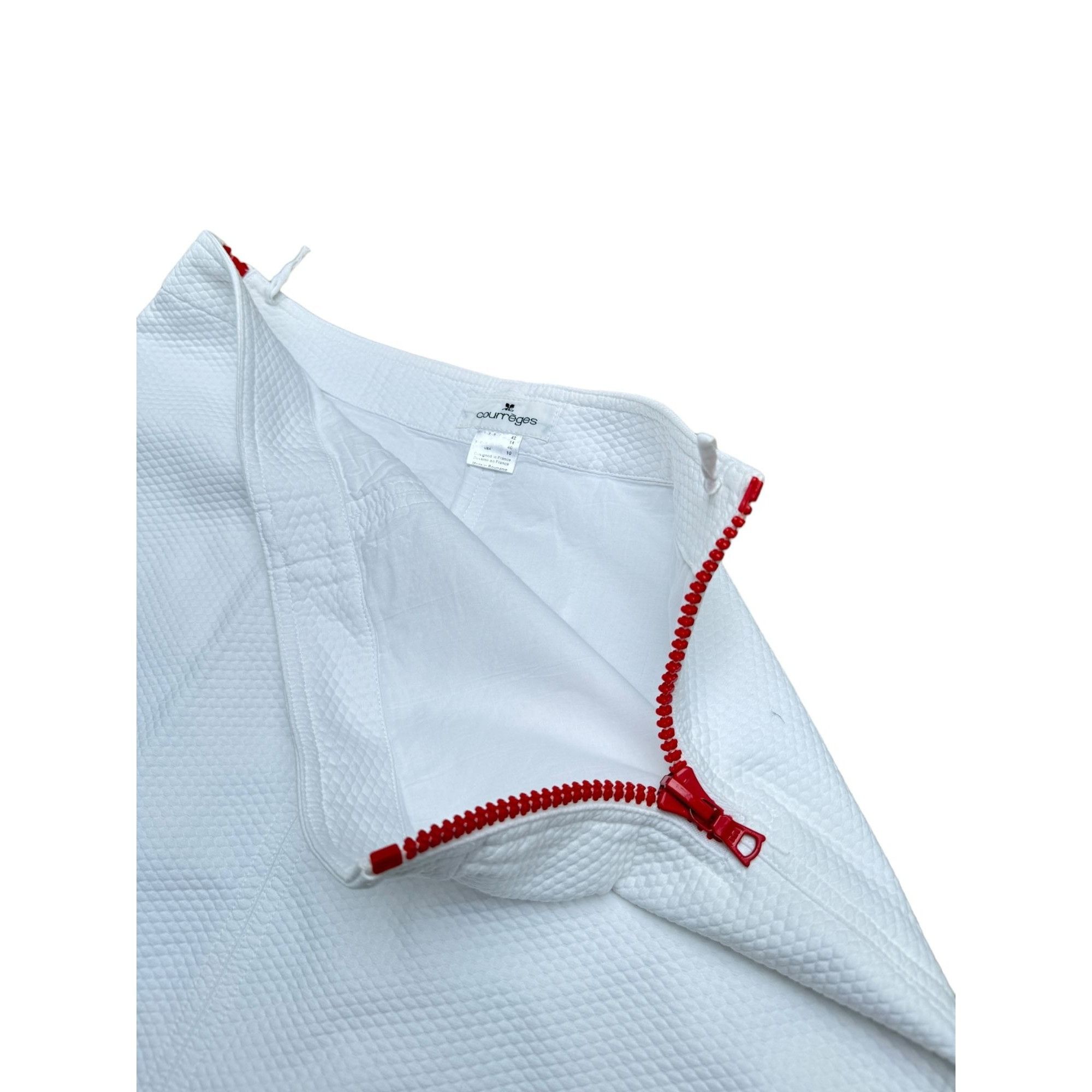 Courreges Vintage White Cotton Skirt Size 28" / US 6 / IT 42 - 4 Thumbnail