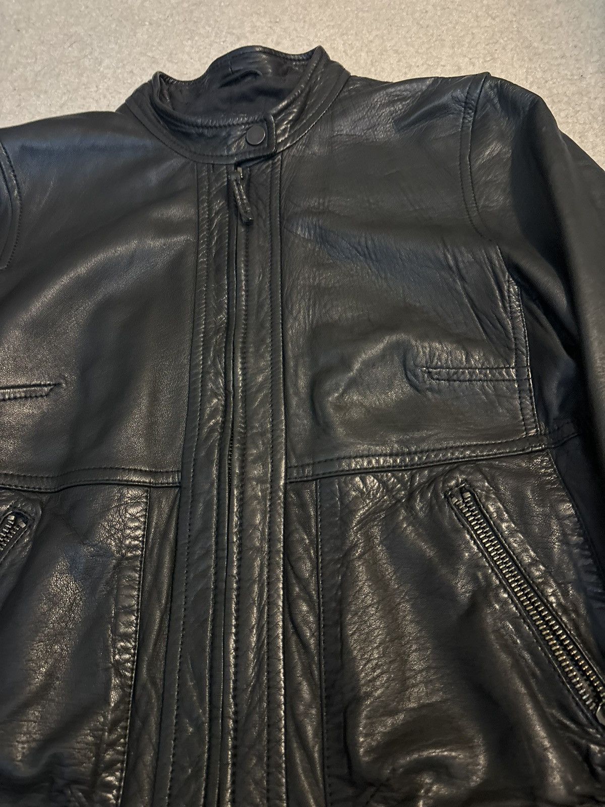 Massimo Dutti Massimo Dutti Zip Up Leather Jacket Black Size S / US 4 / IT 40 - 2 Thumbnail