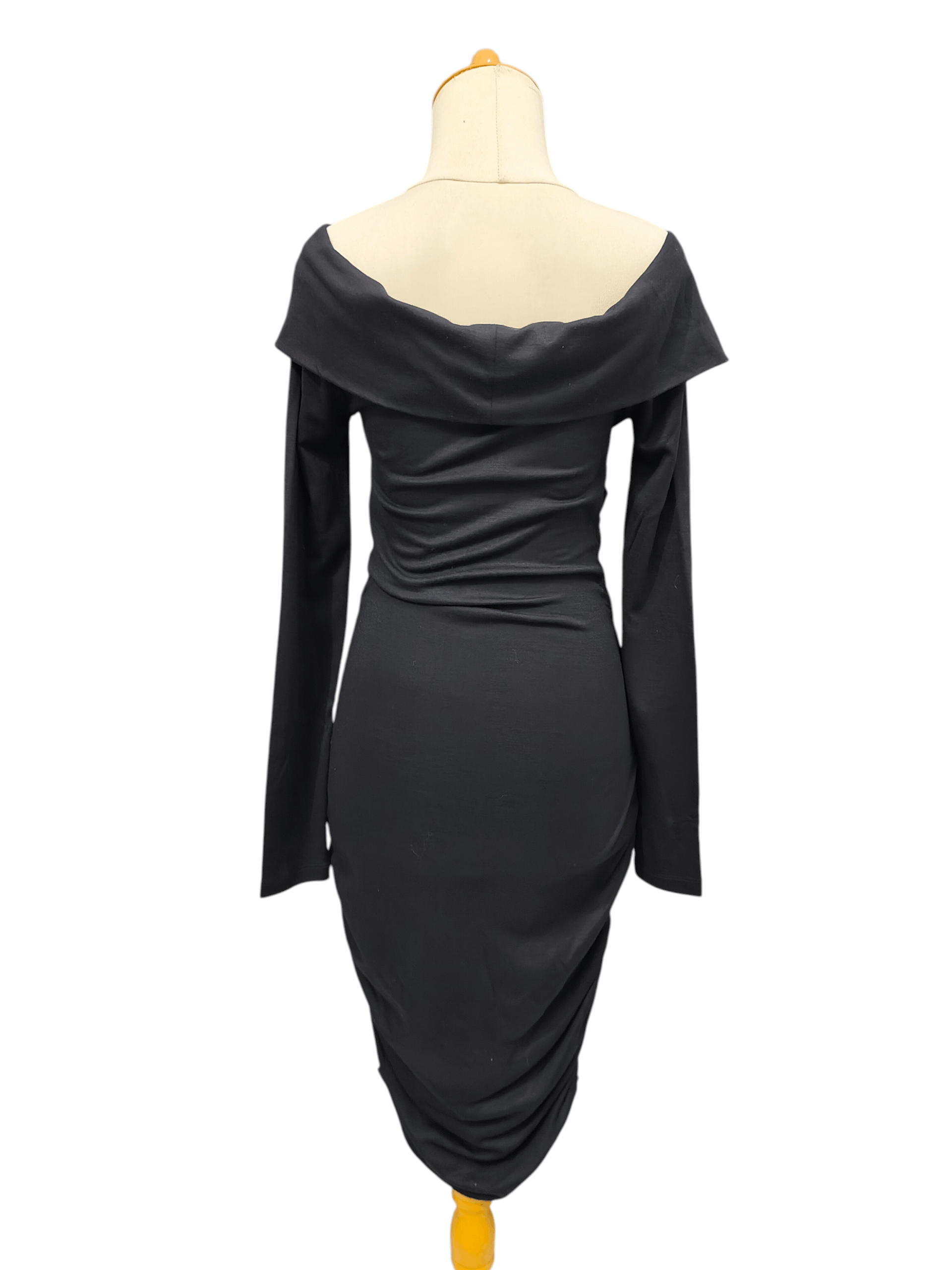Diane von Furstenberg DVF- Off Shoulder Draped Bodycon Ruched Hem Dress Size S / US 4 / IT 40 - 4 Thumbnail