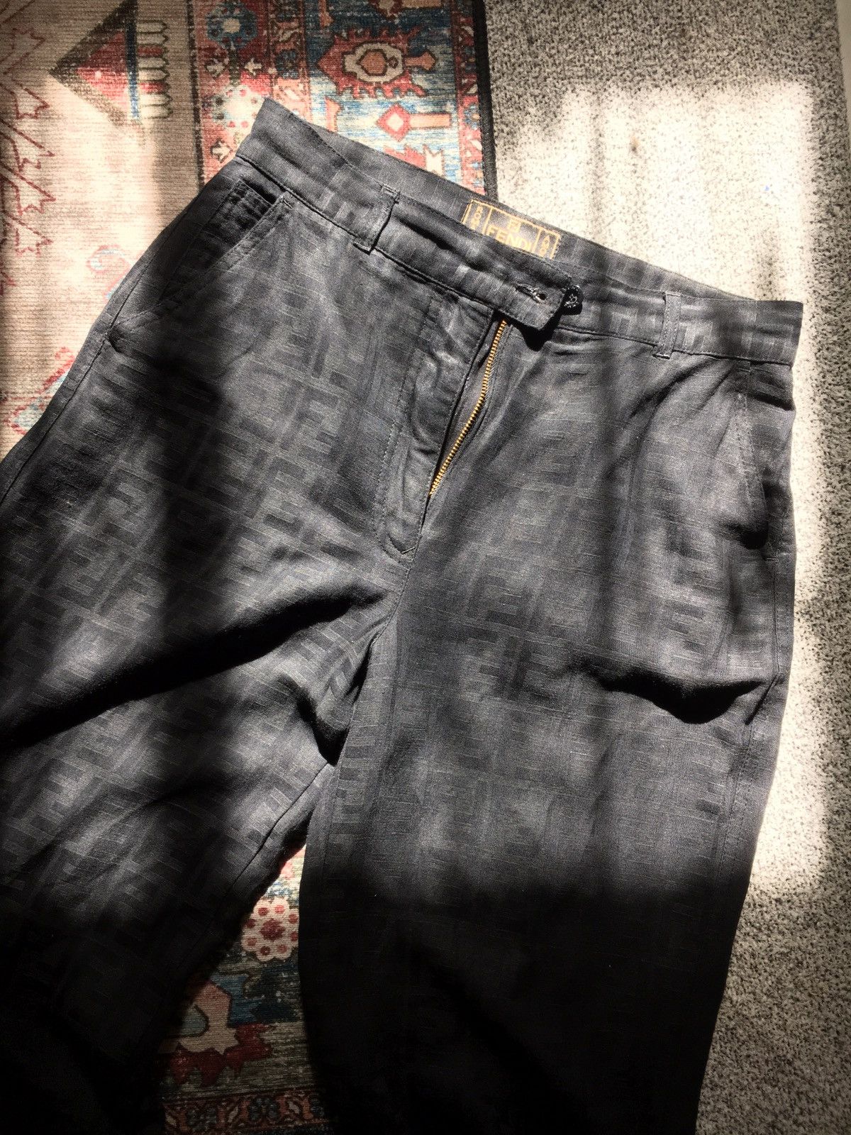 Fendi Vintage Fendi Black Zucca Monogram Linen Pants Size 30" / US 8 / IT 44 - 3 Thumbnail