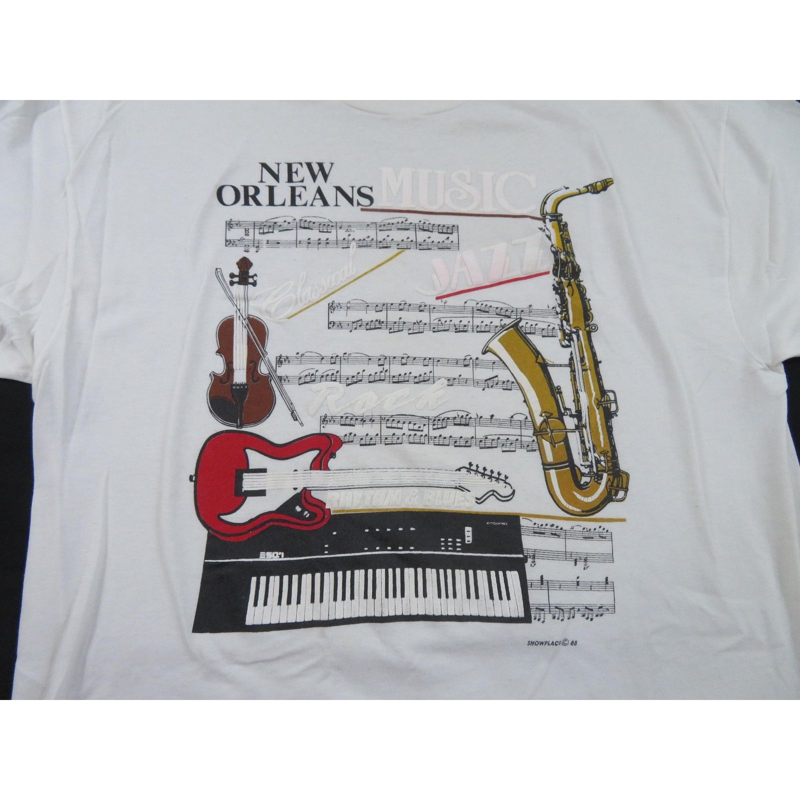Hanes New Orleans Jazz Music Instruments & Notes T-shirt XL 1990s Size US XL / EU 56 / 4 - 2 Thumbnail