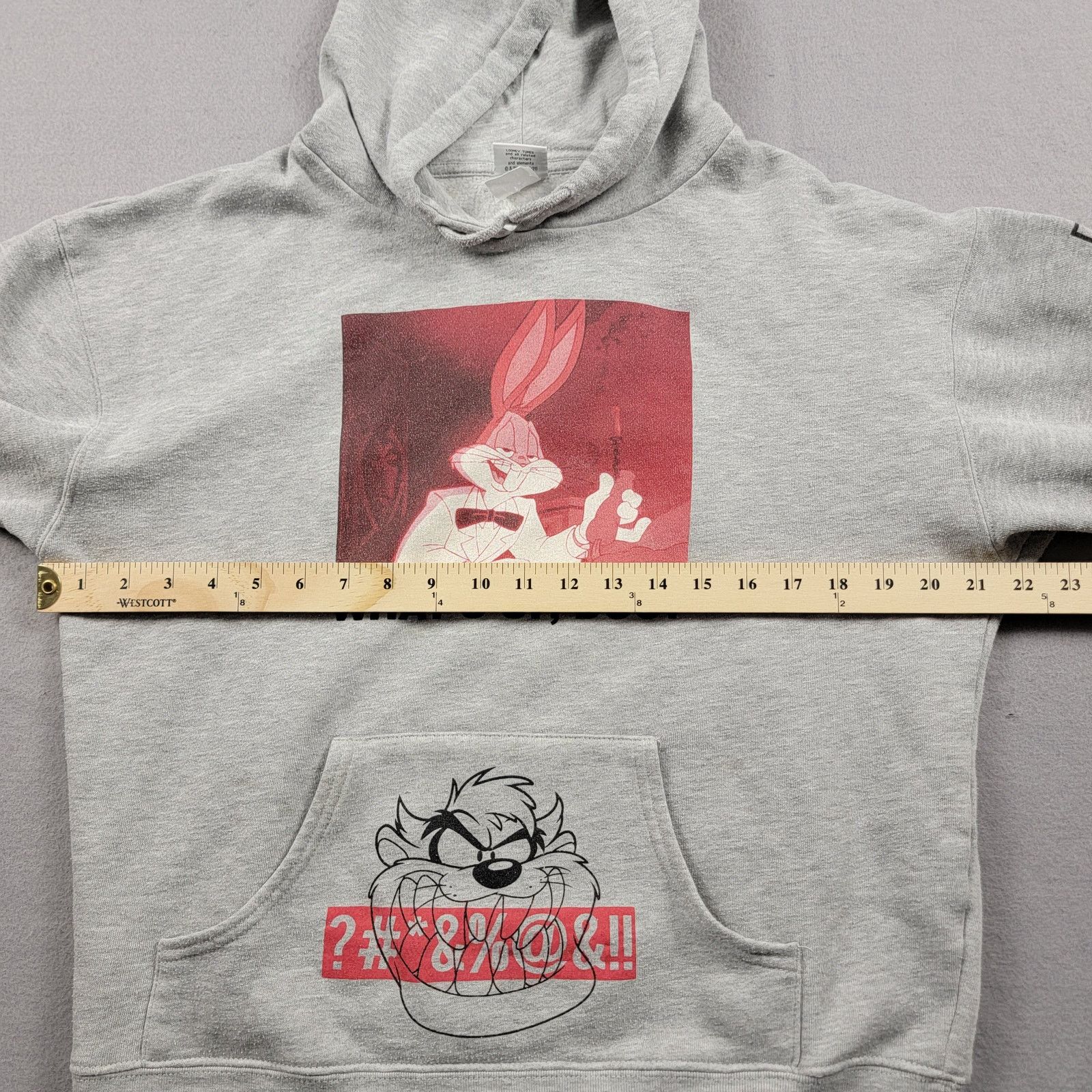 Warner Bros Looney Tunes Bugs Bunny Taz Hoodie Gray Mens M Used Graphic Size US M / EU 48-50 / 2 - 6 Thumbnail