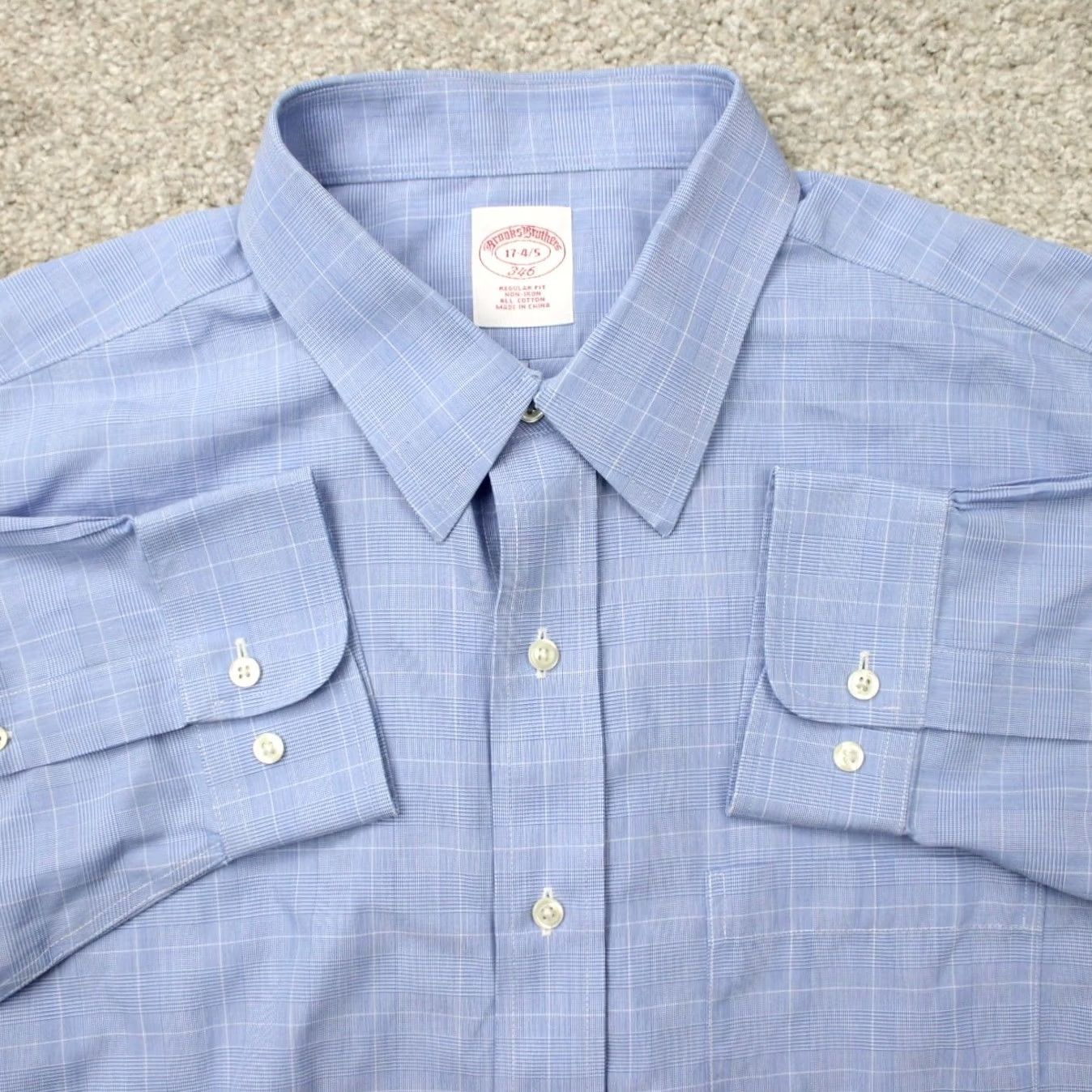 Brooks Brothers Brooks Brothers 346 Shirt Mens 17, 4/5 Blue Regular Fit Non-Iron 100% Cotton L/S Shirt Size US XL / EU 56 / 4 - 2 Thumbnail