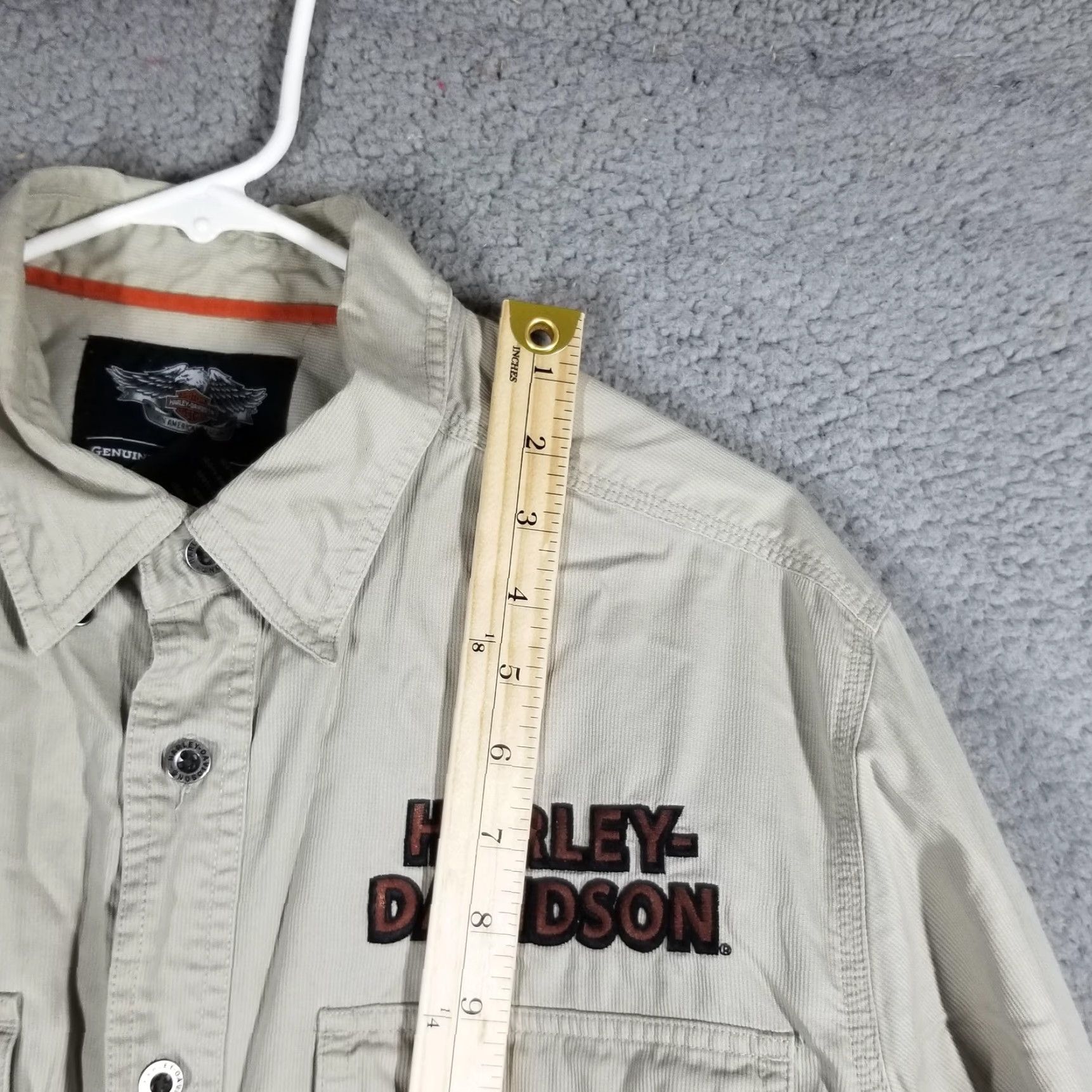 Harley Davidson Harley-Davidson Shirt Mens Large Beige Long Sleeve Button Up Embroidered Biker Size US L / EU 52-54 / 3 - 4 Thumbnail