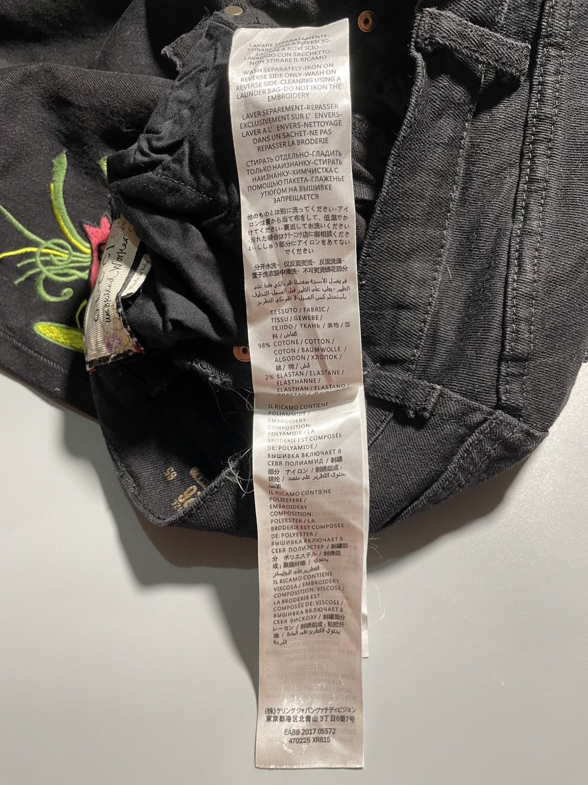 Gucci Gucci X Unskilled Worker Black Denim Floral Skinny Fit Jeans Size 26" / US 2 / IT 38 - 11 Thumbnail