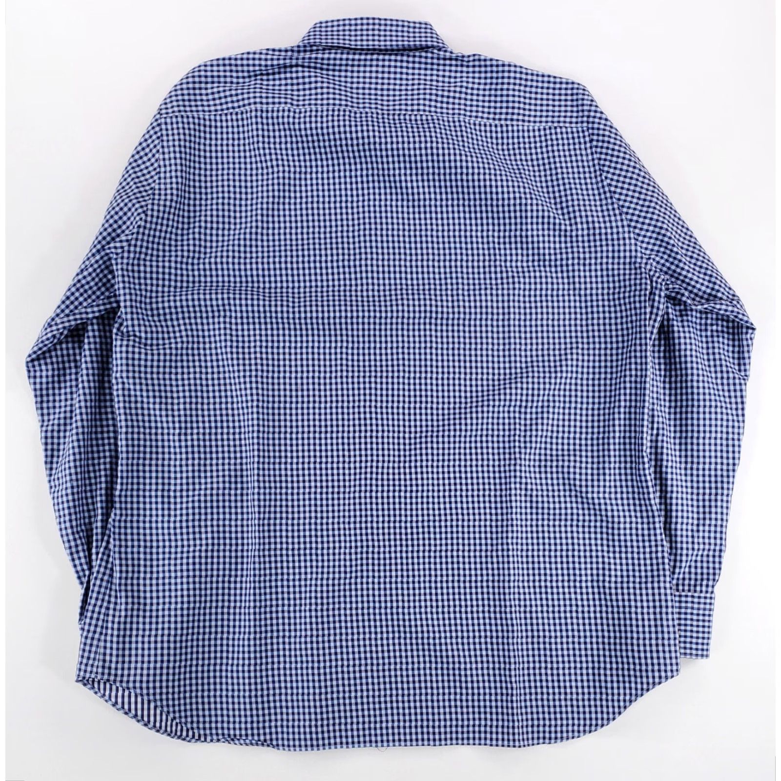 Canali Canali Button-Up Shirt Check Plaid Blue White Made Italy Mens 46-18 Long Sleeve Regular Blue Mens 46 18 Size US XXL / EU 58 / 5 - 4 Thumbnail