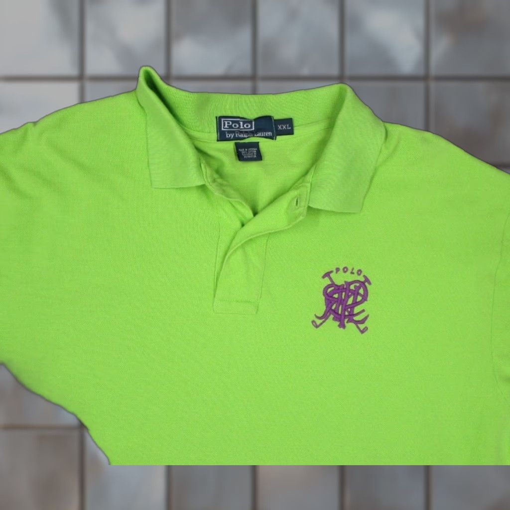 Polo Ralph Lauren VINTAGE Polo Ralph Lauren Shirt Mens 2XL Green Short Sleeve Polo Pink Crest Logo Casual Beach Golf USA Preppy Retro Mens Size US XXL / EU 58 / 5 - 1 Thumbnail