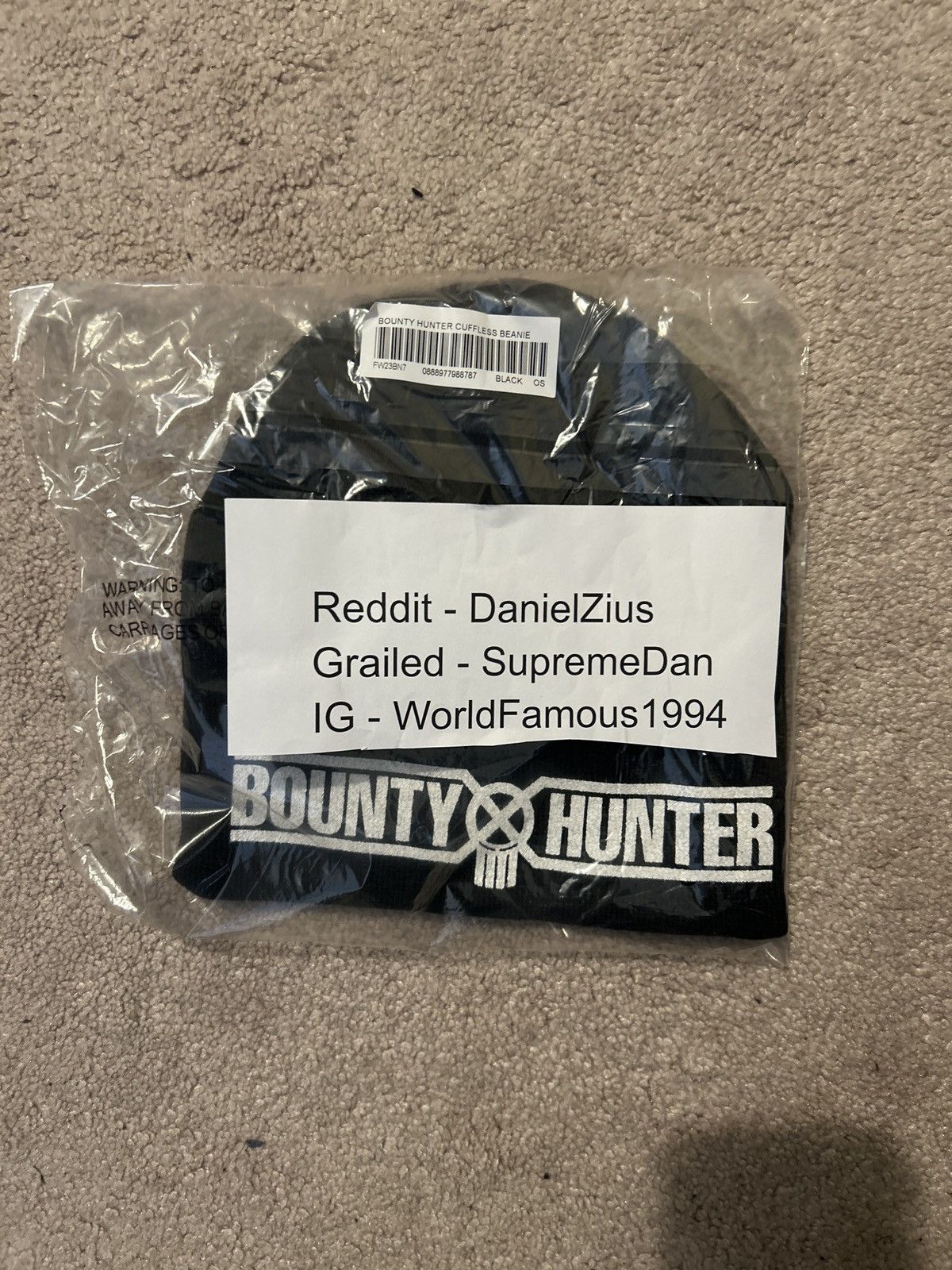 Bounty Hunter × Supreme Supreme x Bounty Hunter Beanie 'Black' Size ONE SIZE - 3 Thumbnail