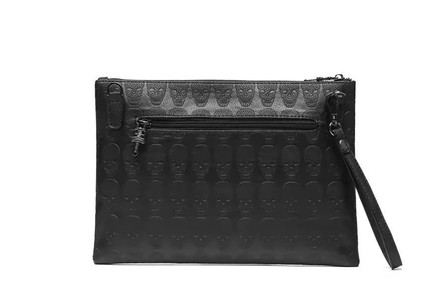 Vintage Luxury Gothic Skull Embossed Leather Clutch Bag Wristlet Size ONE SIZE - 5 Thumbnail