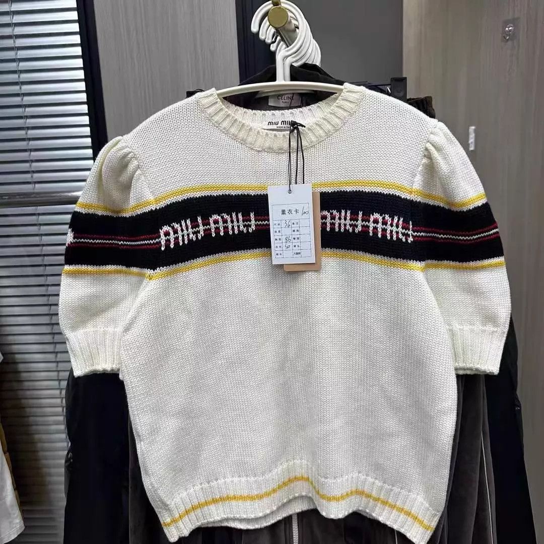 Miu Miu MIU MIU NWT Slogan Puff Sleeve Knit Tee 36 Size XS / US 0-2 / IT 36-38 - 1 Thumbnail