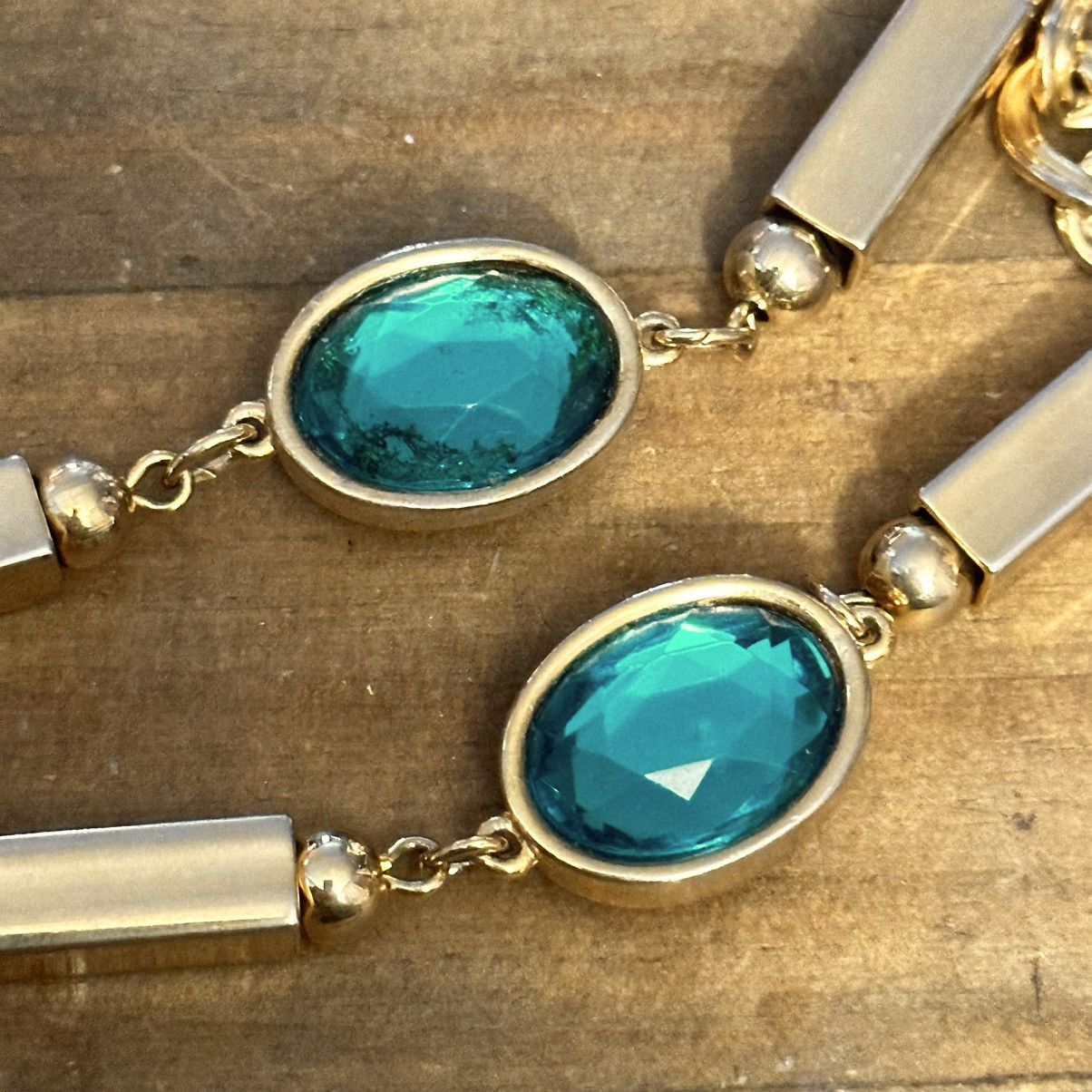 Vintage Vintage chunky link bezeled green stone necklace Size ONE SIZE - 3 Thumbnail