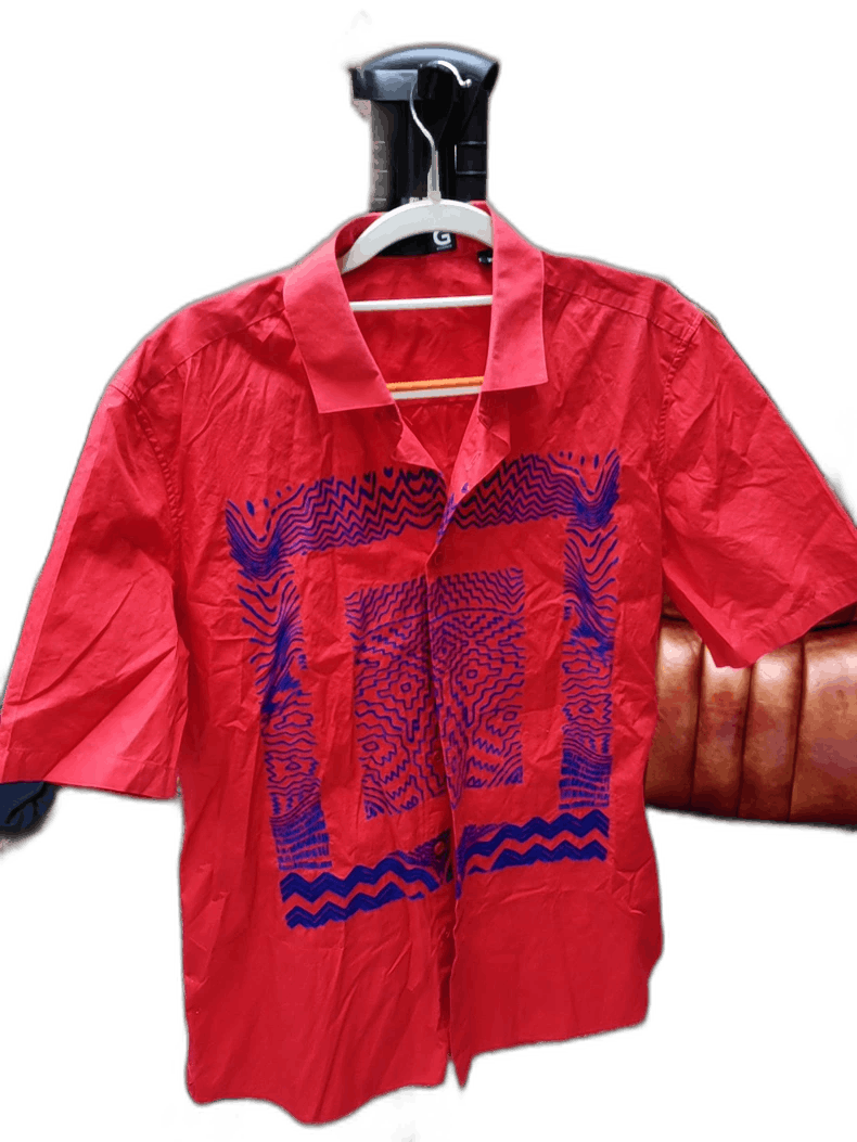 Givenchy red short sleeve shirt with blue design Size US S / EU 44-46 / 1 - 1 Thumbnail
