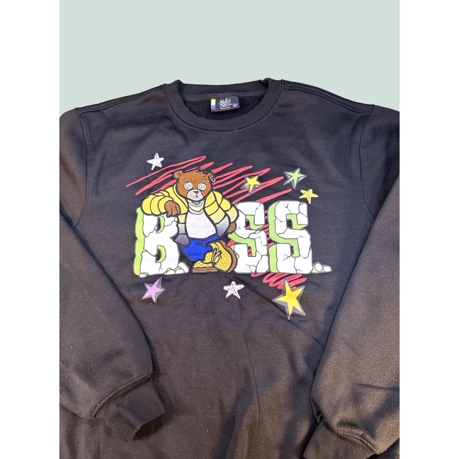 Vintage Bleecker & Mercer Boss Bear Graphic Sweatshirt Black Men’s Large Streetwear Size US L / EU 52-54 / 3 - 1 Thumbnail