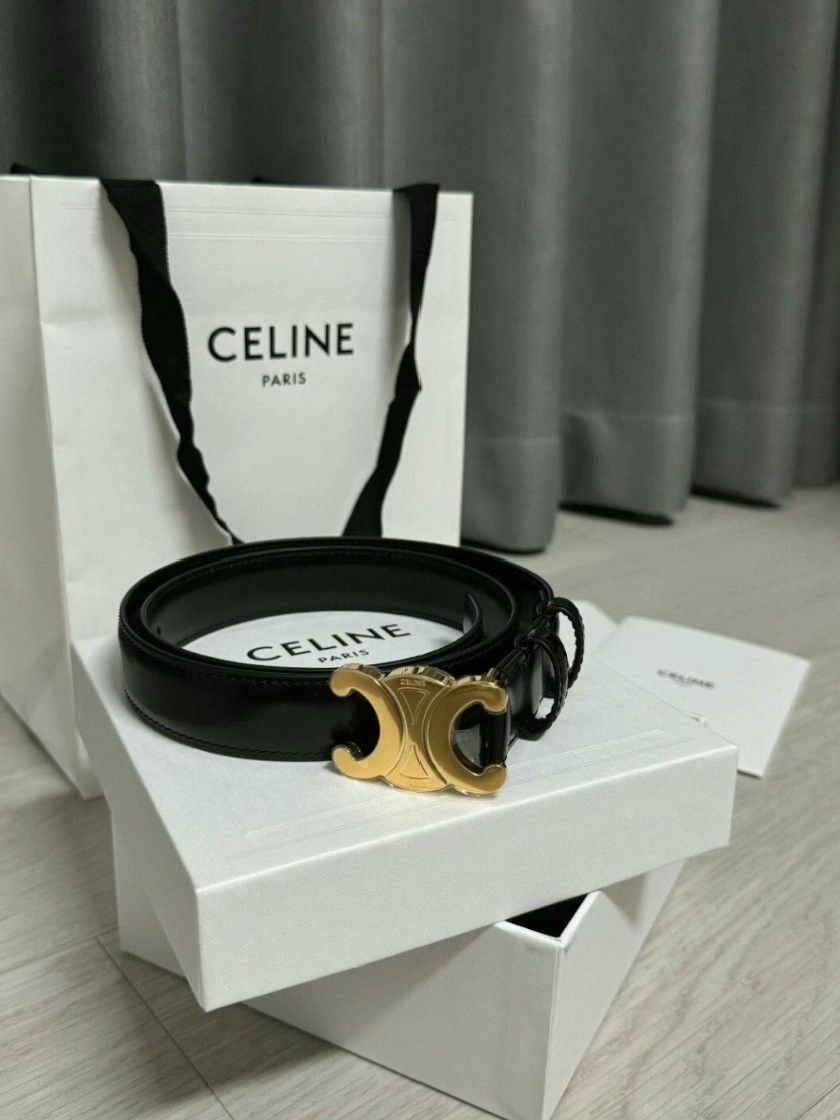 Celine CELINE Triomphe Buckle Leather Belt Size ONE SIZE - 1 Thumbnail