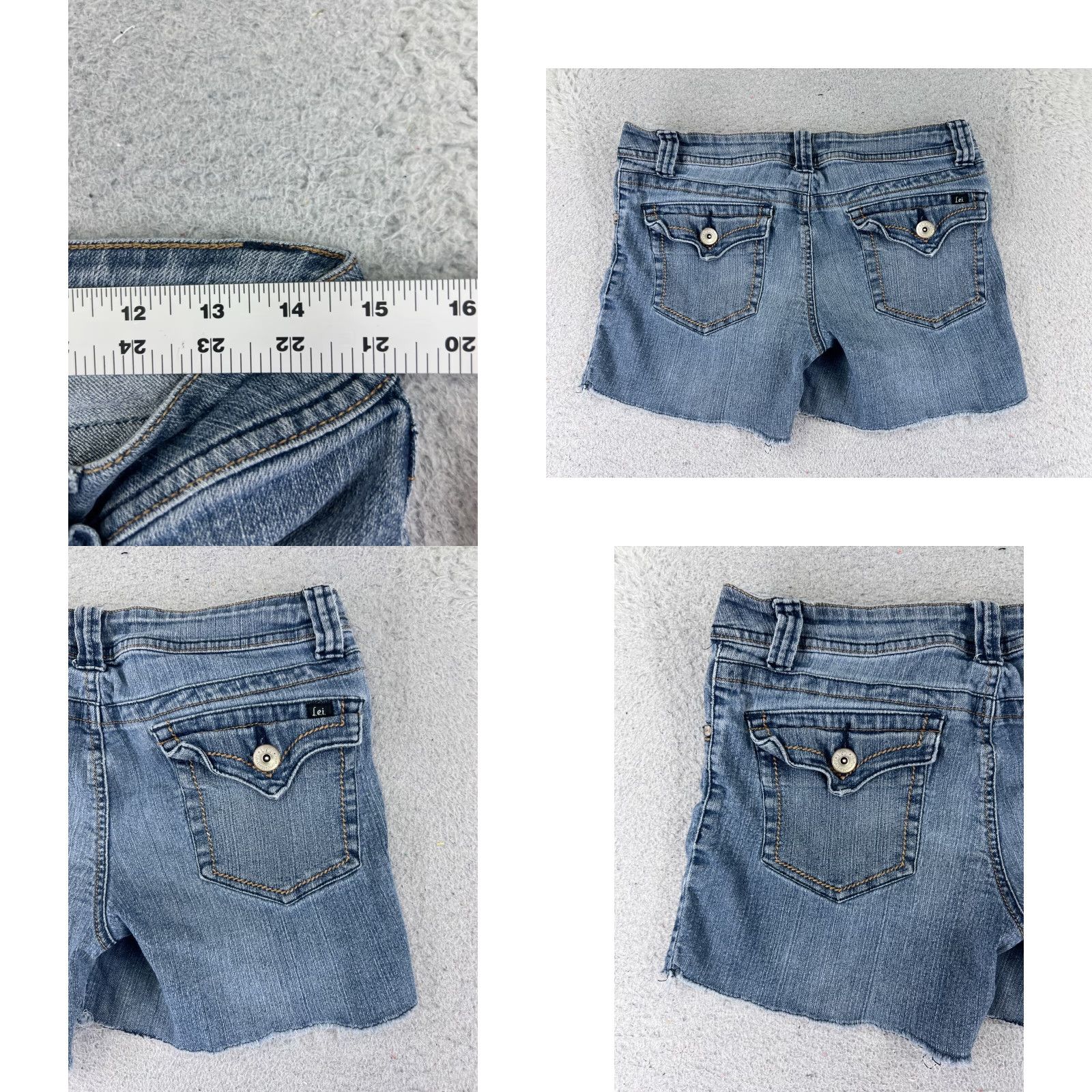 Vintage LEI Denim Shorts Womens 30 Blue Jean Cutoff Low Rise Pockets 5-Pocket Design 30x5 Casual Summer Size 30" / US 8 / IT 44 - 9 Thumbnail