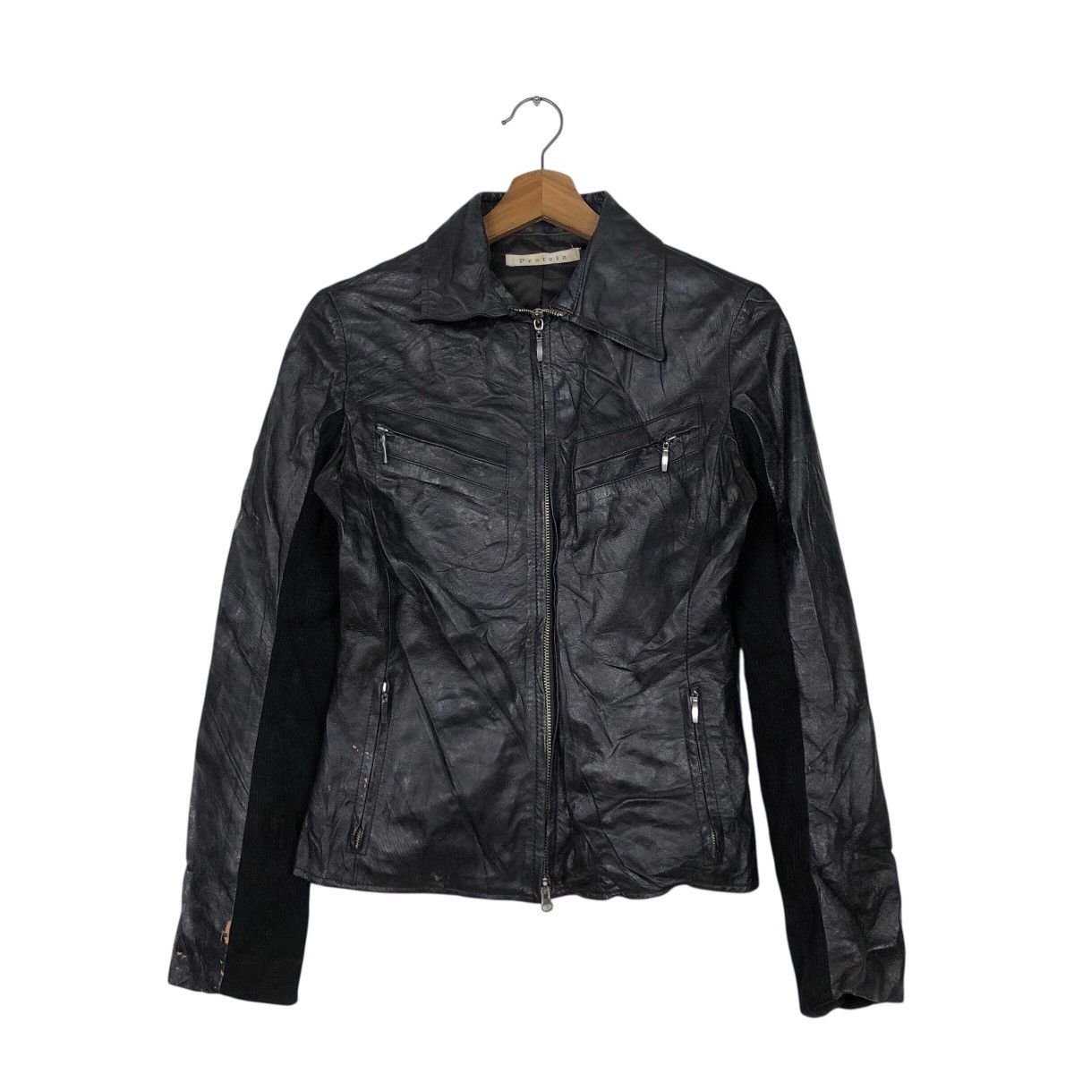 Japanese Brand 📌Vintage Soft Leather Biker Jacket Protein Cafe Racer Size M / US 6-8 / IT 42-44 - 2 Thumbnail